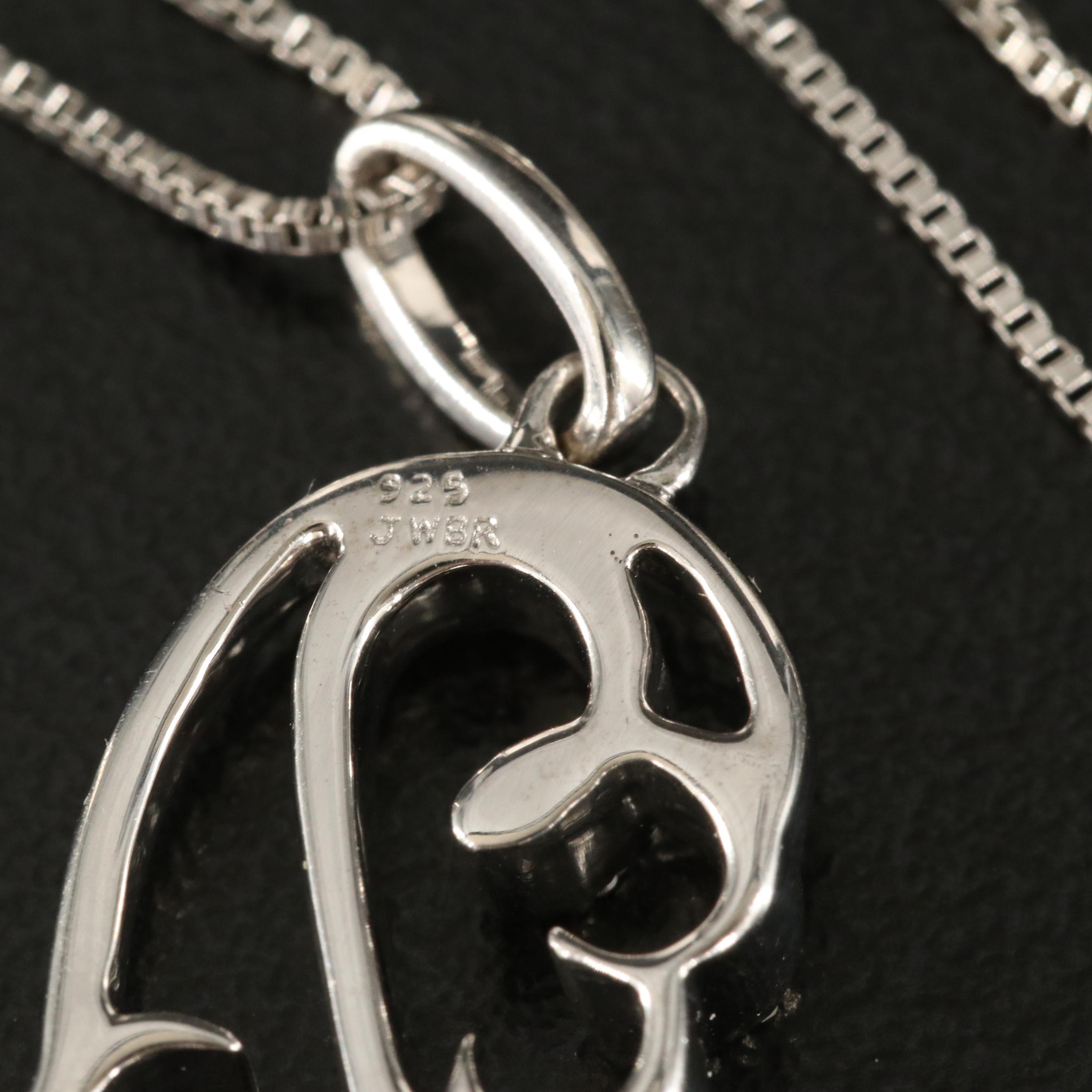 Sterling Diamond Open Heart Wing Pendant Necklace