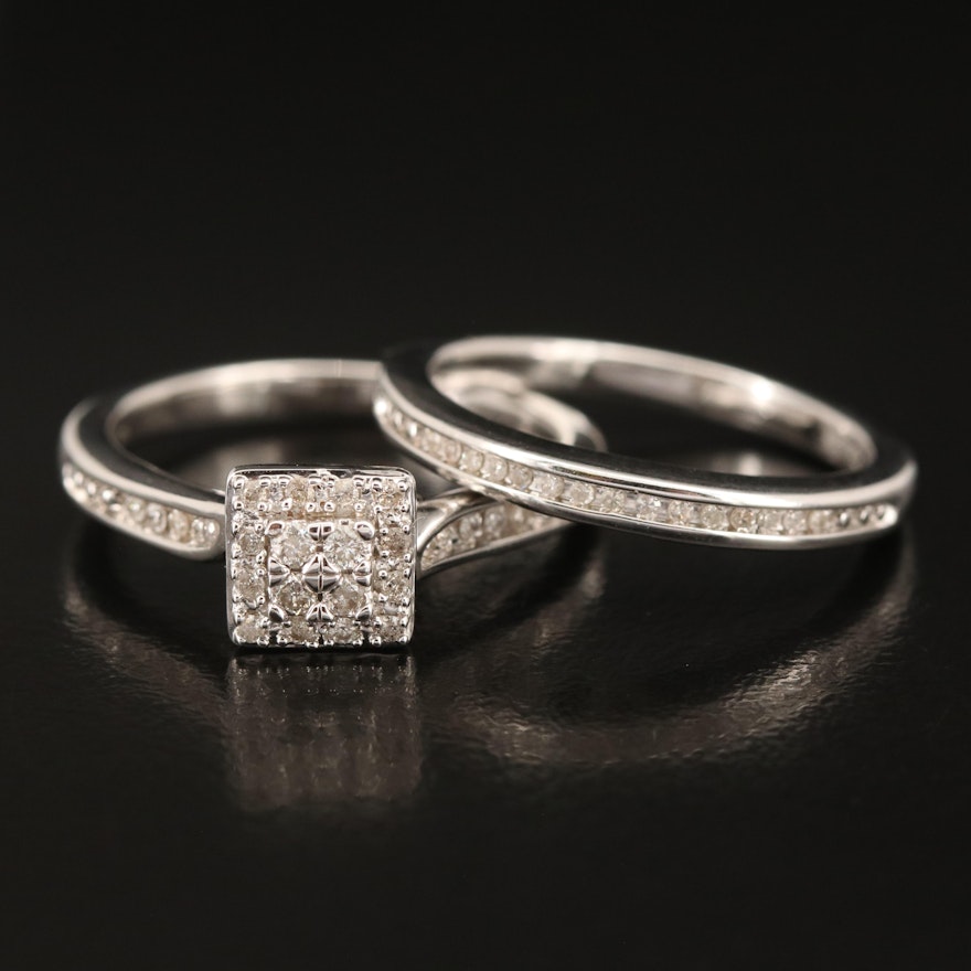 Sterling Diamond Ring Set