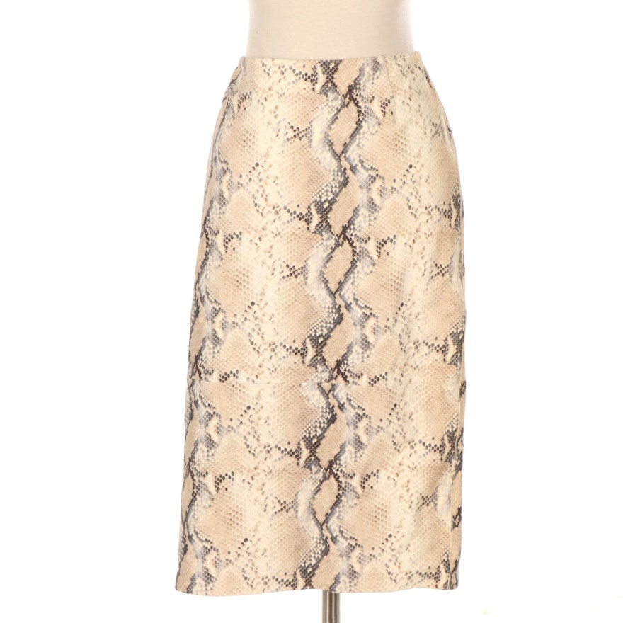 Lafayette 148 Snakeskin Effect Leather Skirt, NWT