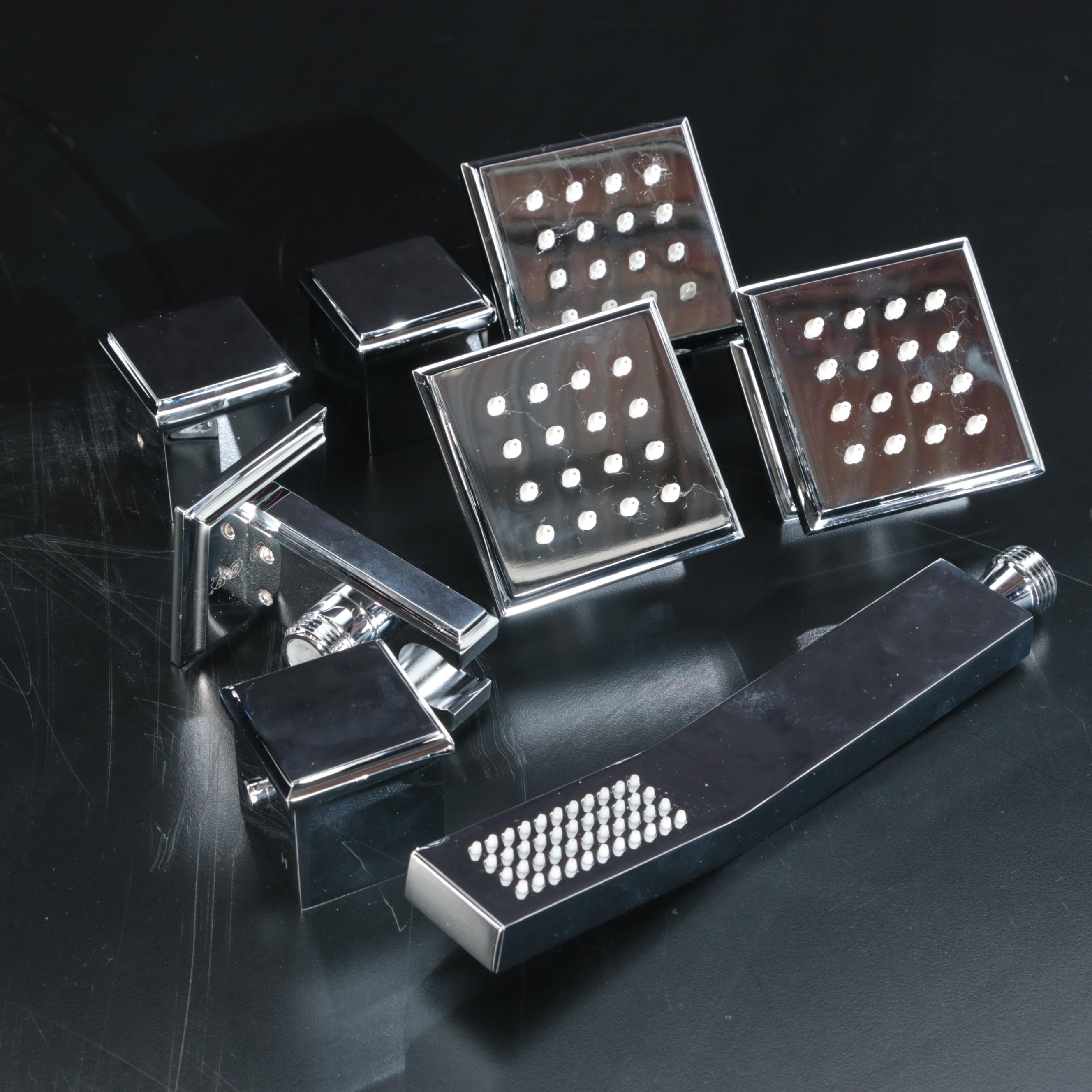 Thermostatic Shower System with Hand Shower, Three Body Sprays, 40" Linear Drain