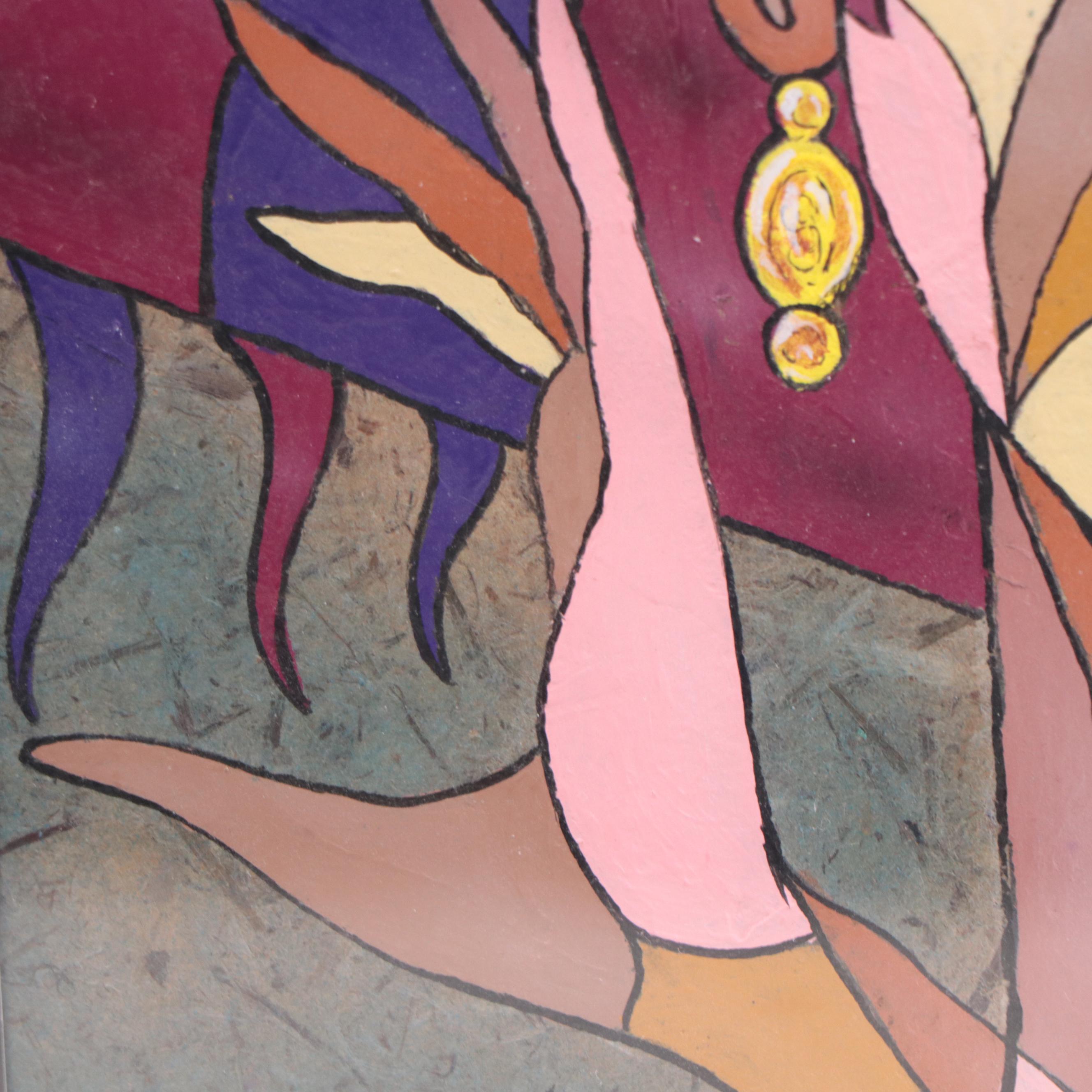 Ricardo Maya Portrait Mixed Media Painting, 21st Century