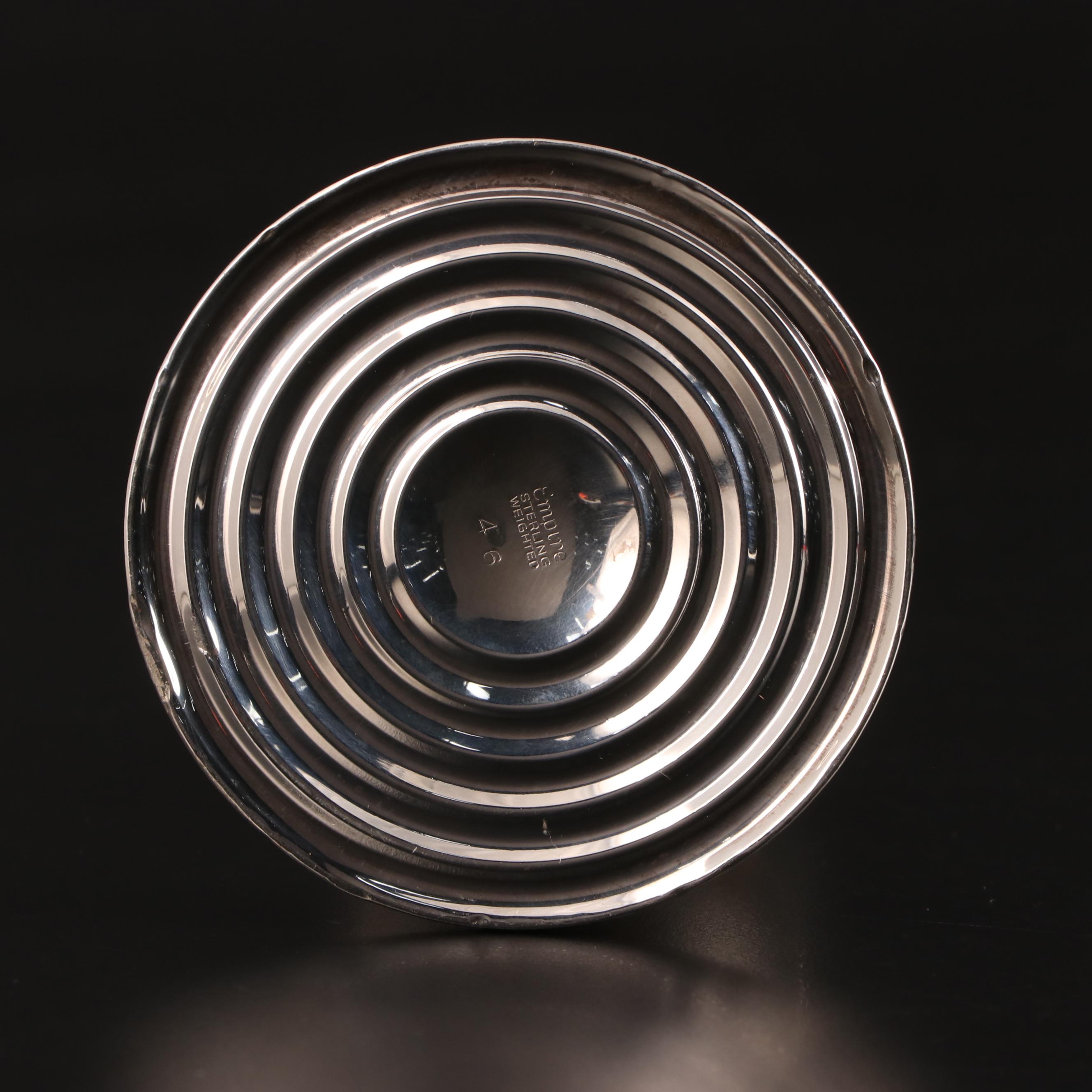 Empire Sterling Silver Candleholders with Etched Glass Hurricane Shades