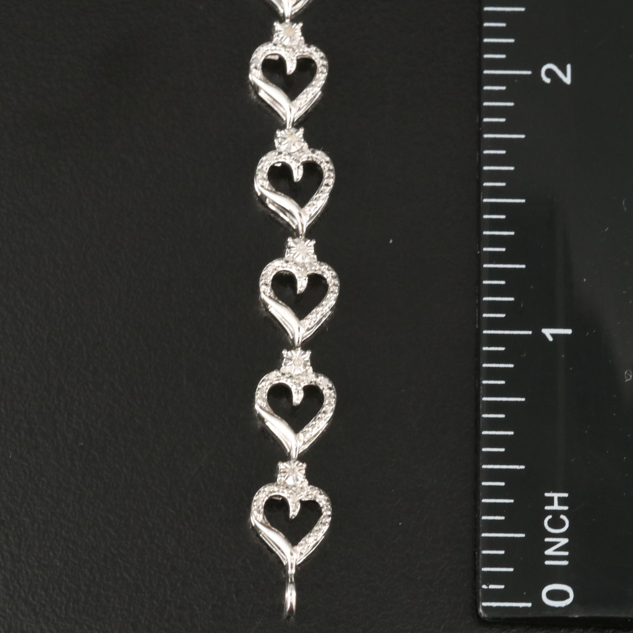 Sterling Diamond Heart Link Bracelet