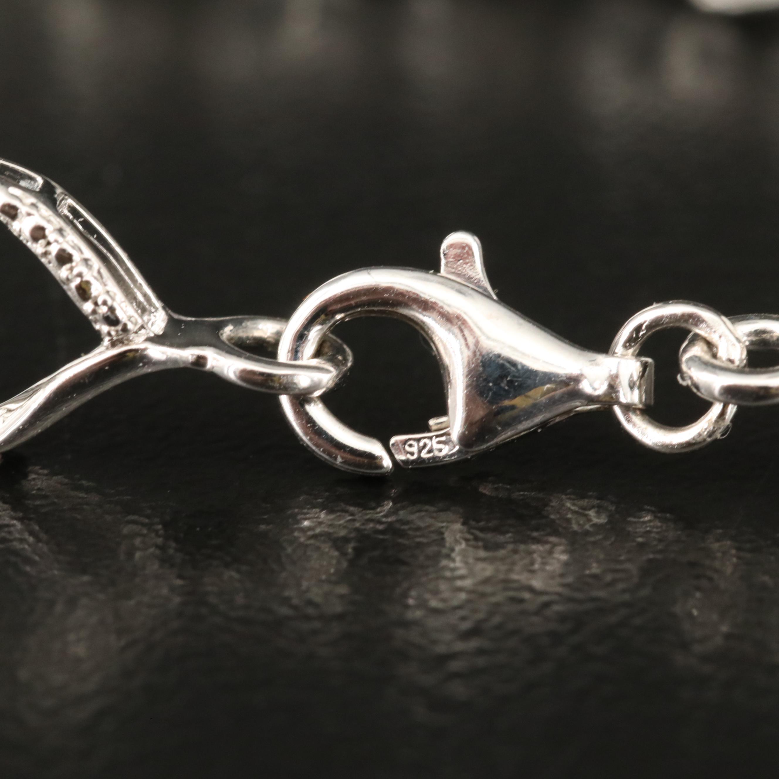 Sterling Diamond Heart Link Bracelet
