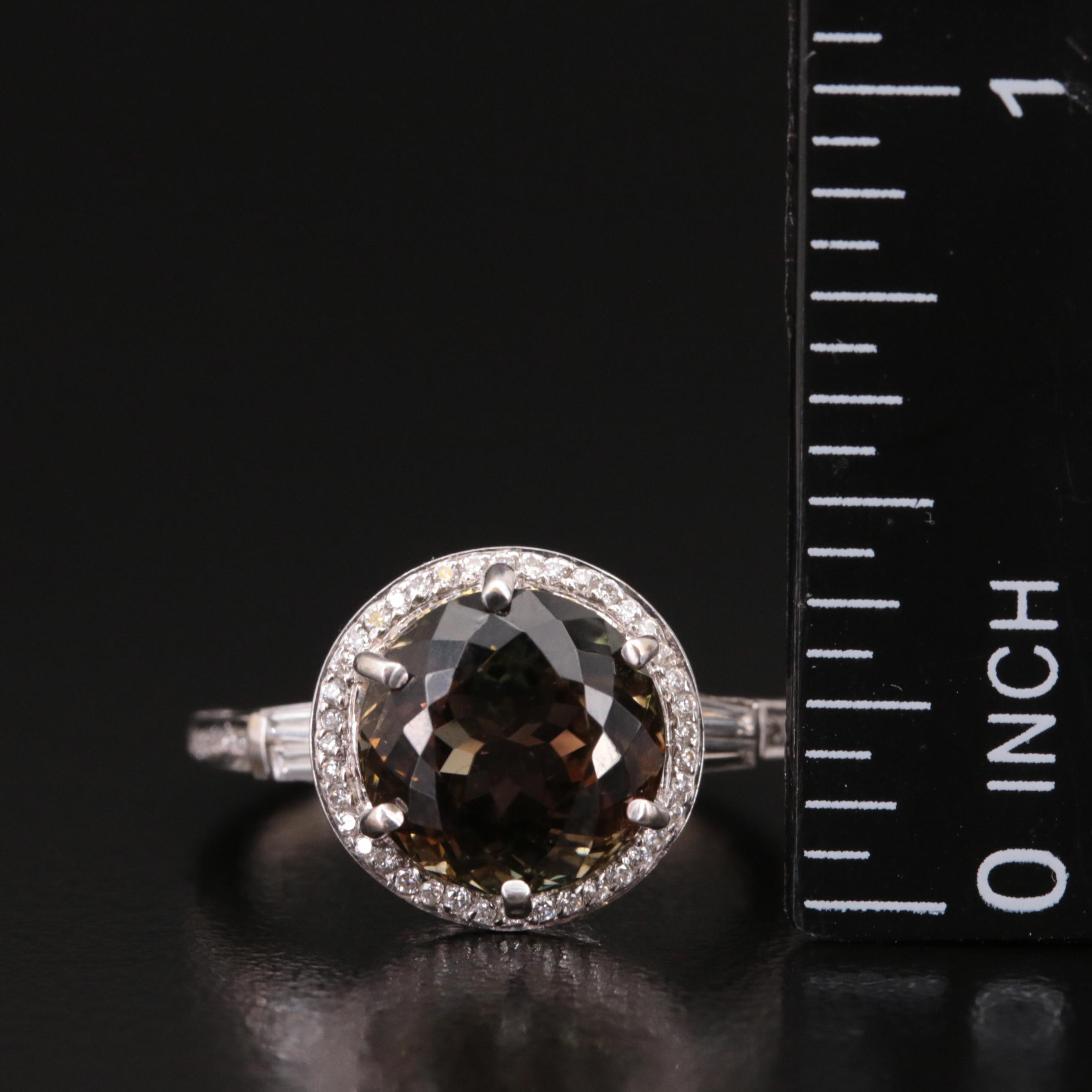 18K Andalusite and Diamond Halo Ring
