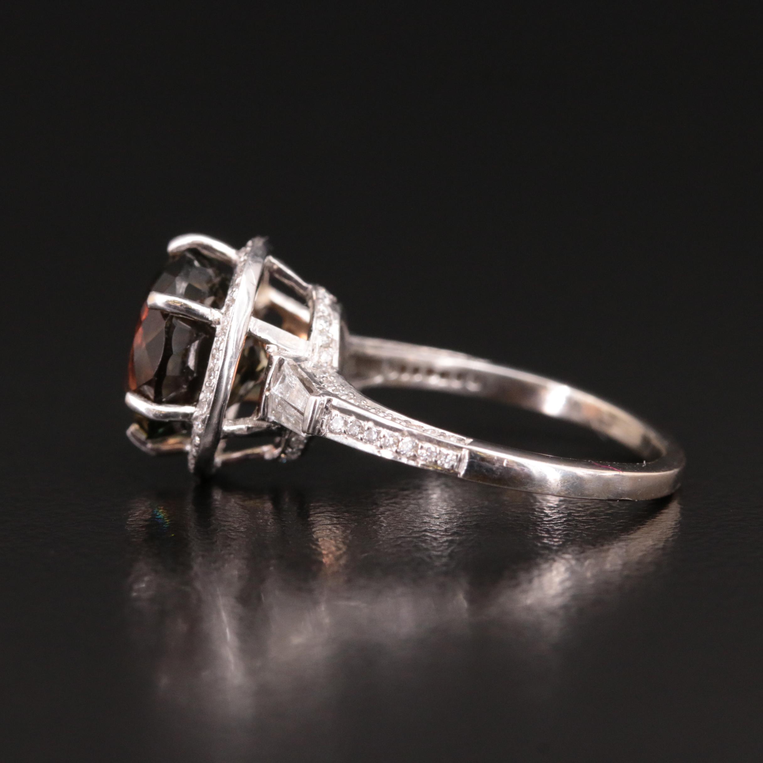 18K Andalusite and Diamond Halo Ring