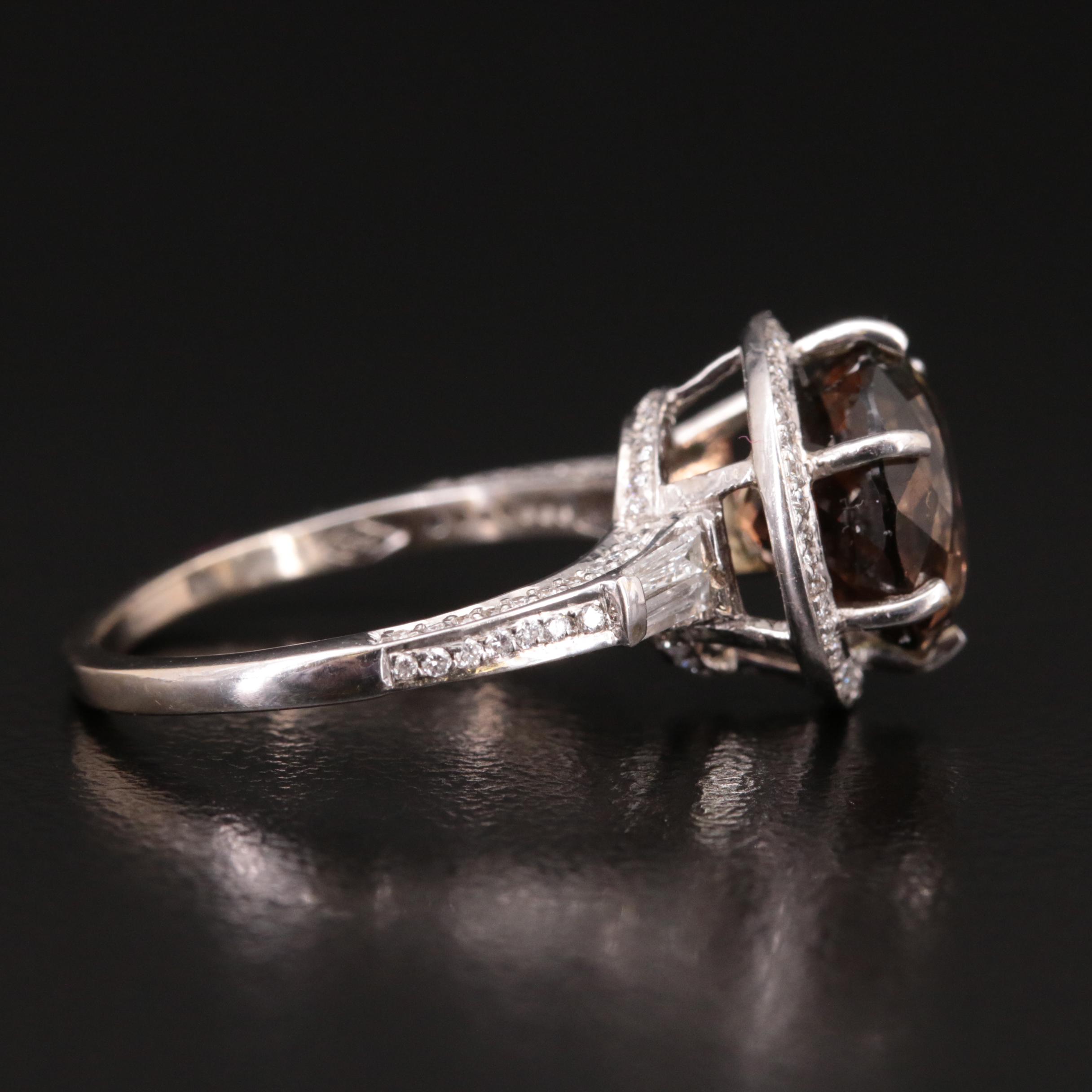 18K Andalusite and Diamond Halo Ring