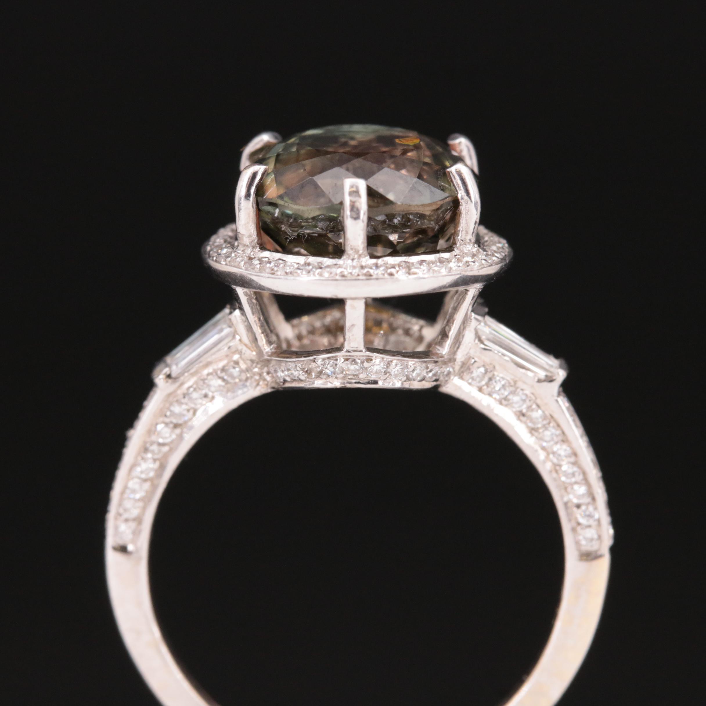 18K Andalusite and Diamond Halo Ring