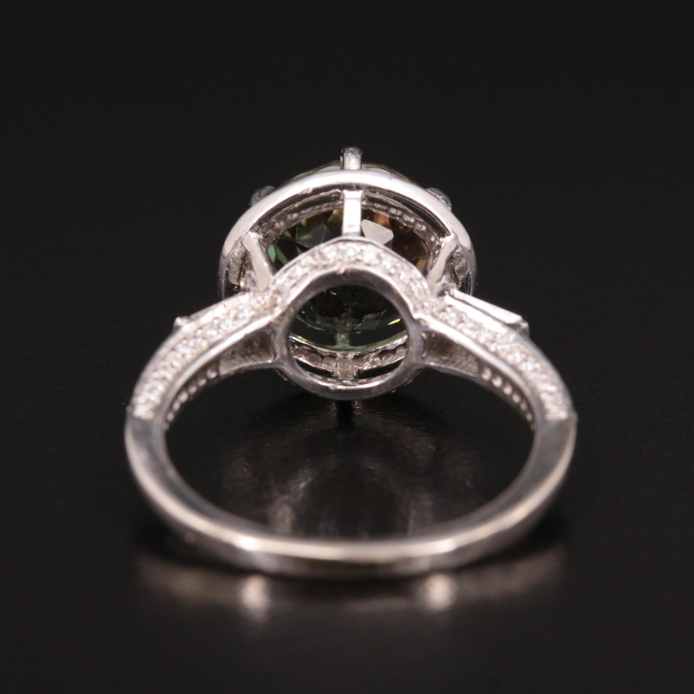 18K Andalusite and Diamond Halo Ring