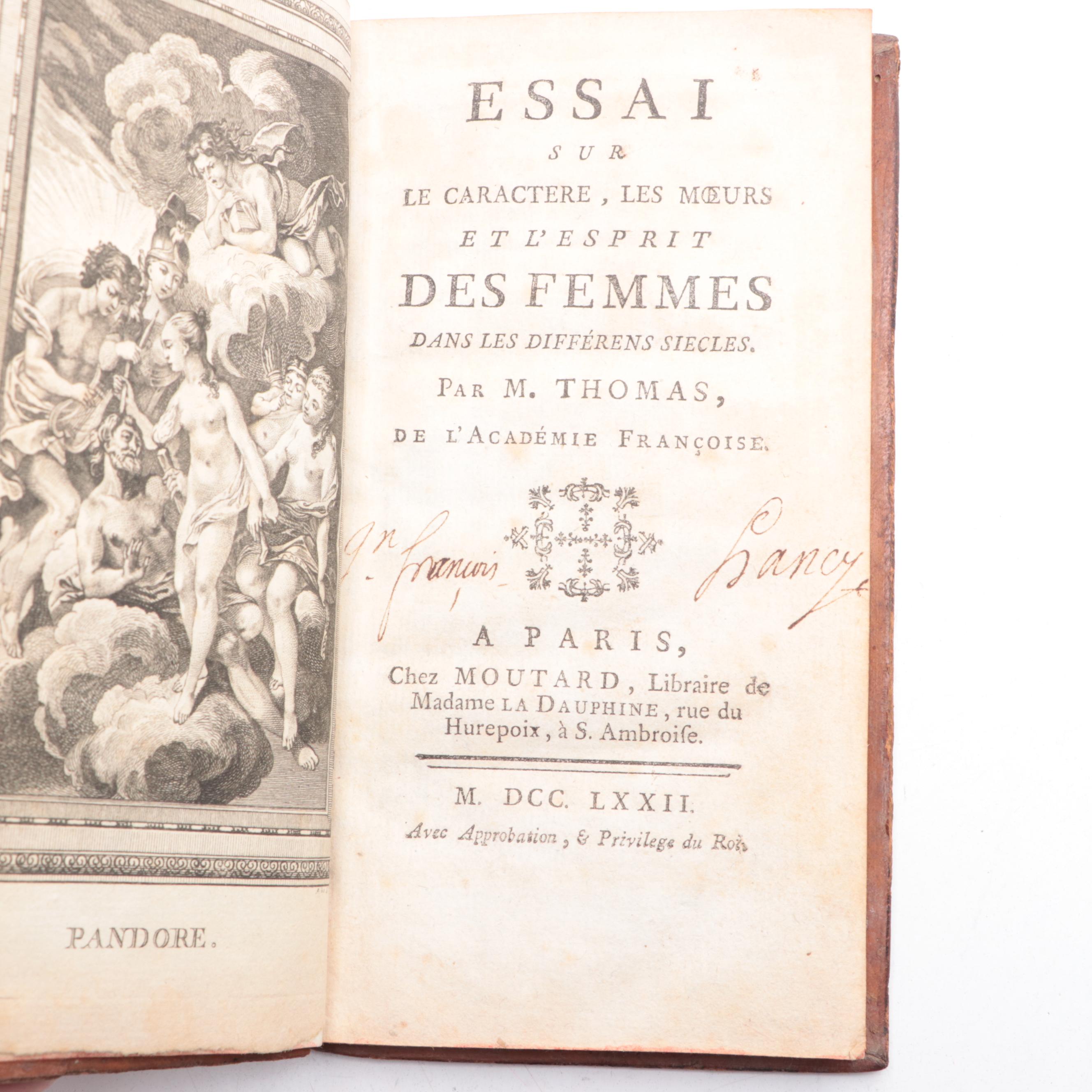 French Language "Essai Sur Le Caractere" by Antoine-Léonard Thomas, 1772