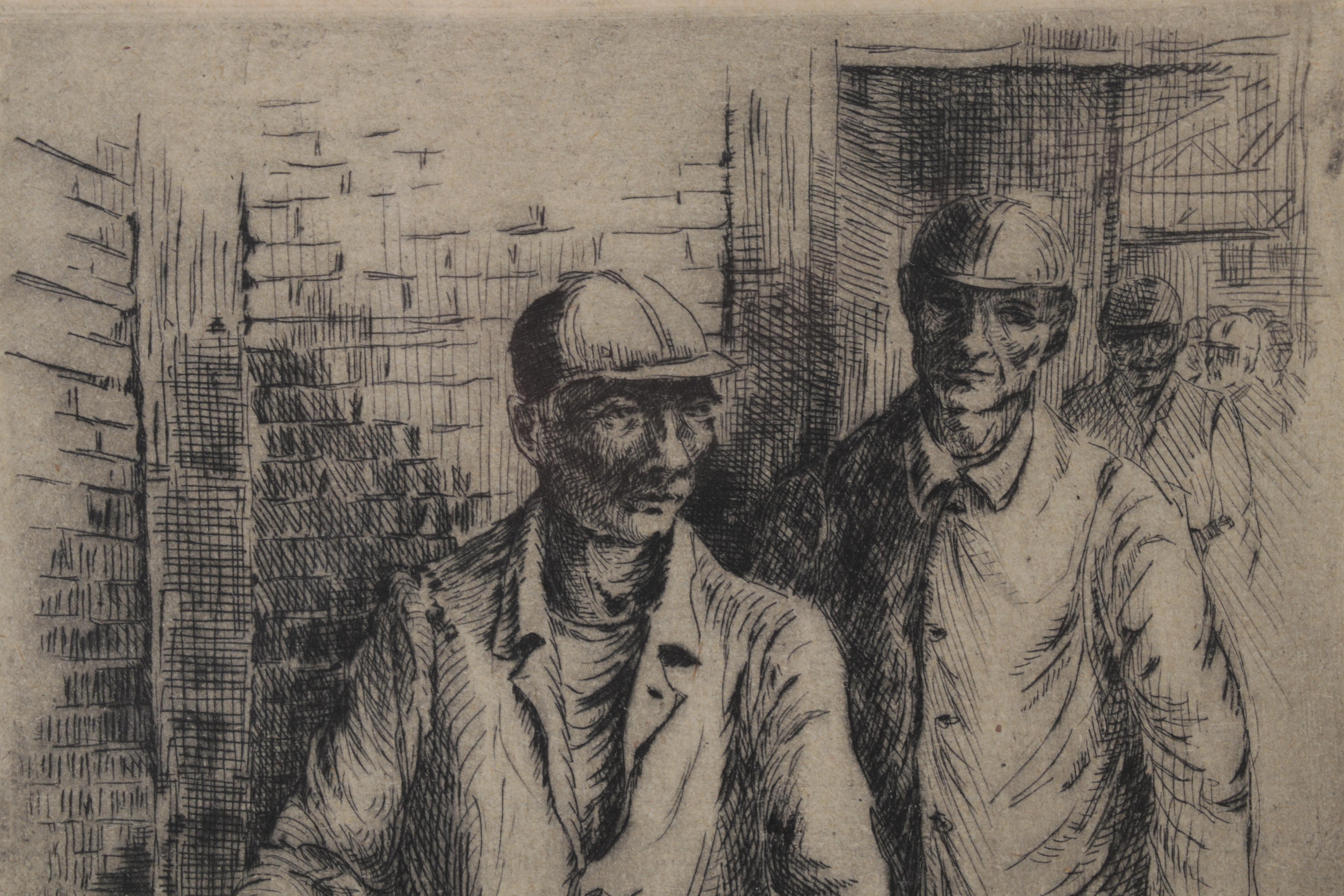 German Etchings "Wirter am Tage" and "Streitende," Circa 1948