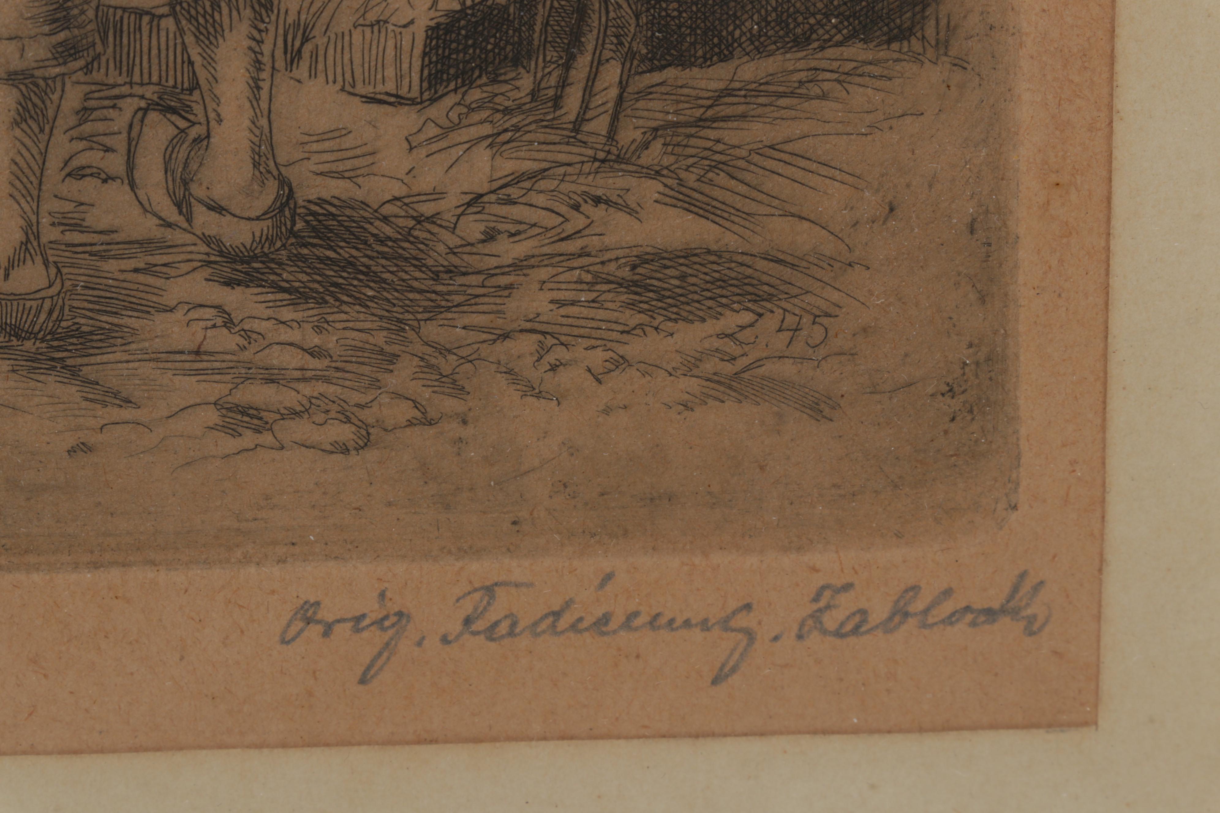 German Etchings "Wirter am Tage" and "Streitende," Circa 1948