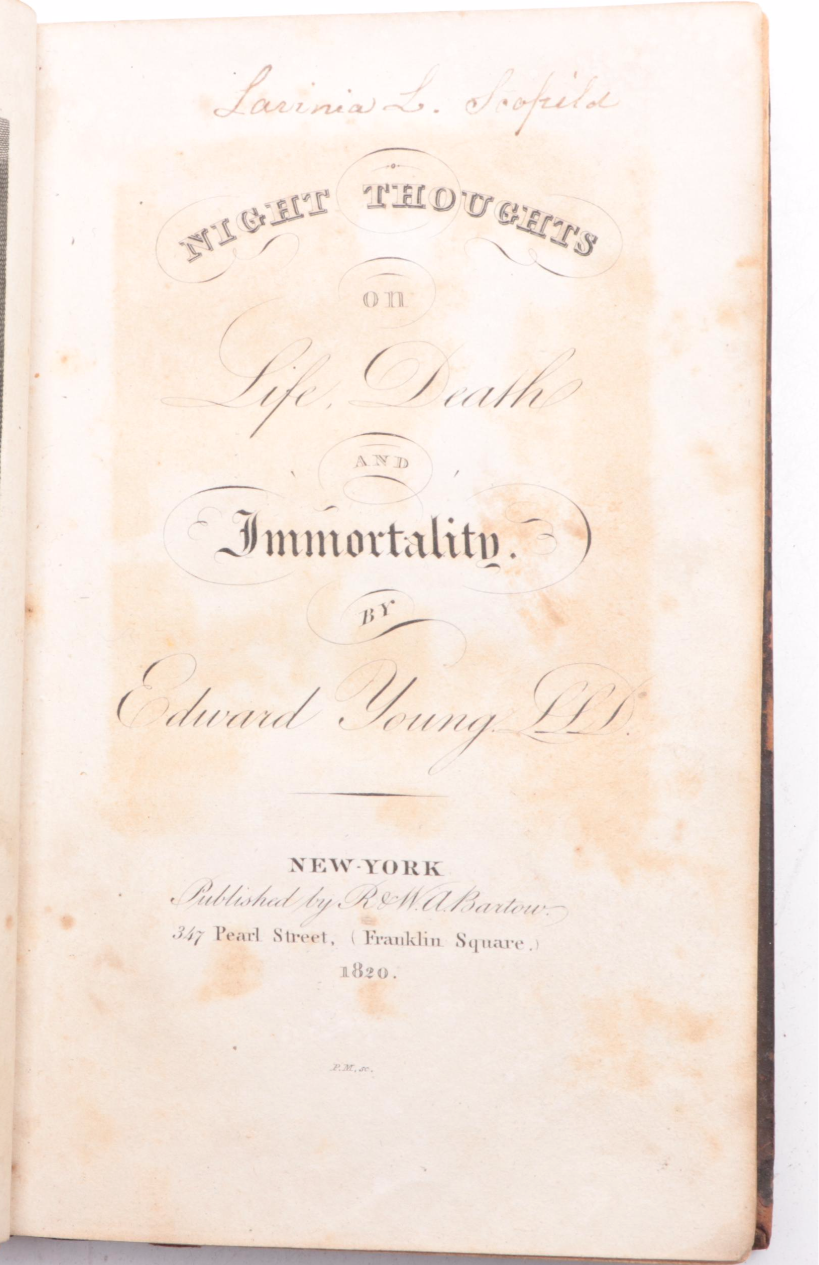 "Night Thoughts of Life, Death and Immortality" by Edward Young, 1820