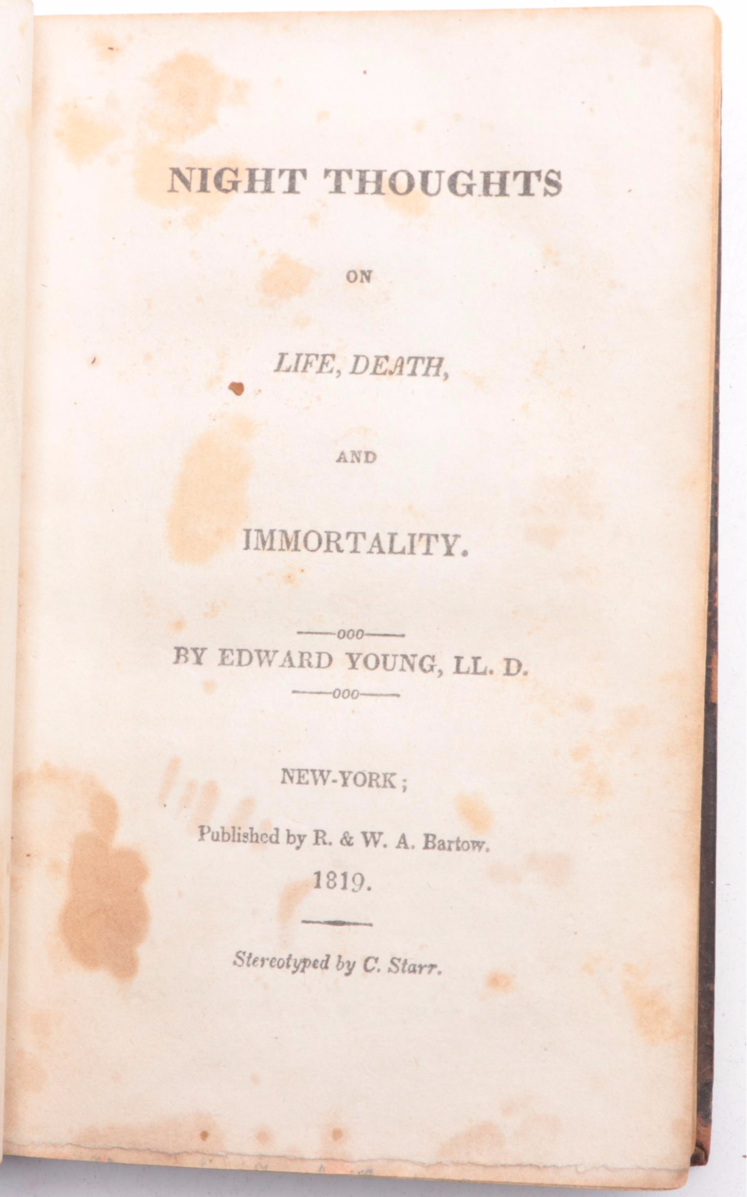 "Night Thoughts of Life, Death and Immortality" by Edward Young, 1820