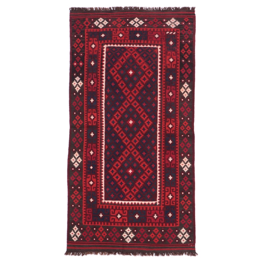 3'9 x 7'3 Handwoven Afghan Baluch Kilim Area Rug