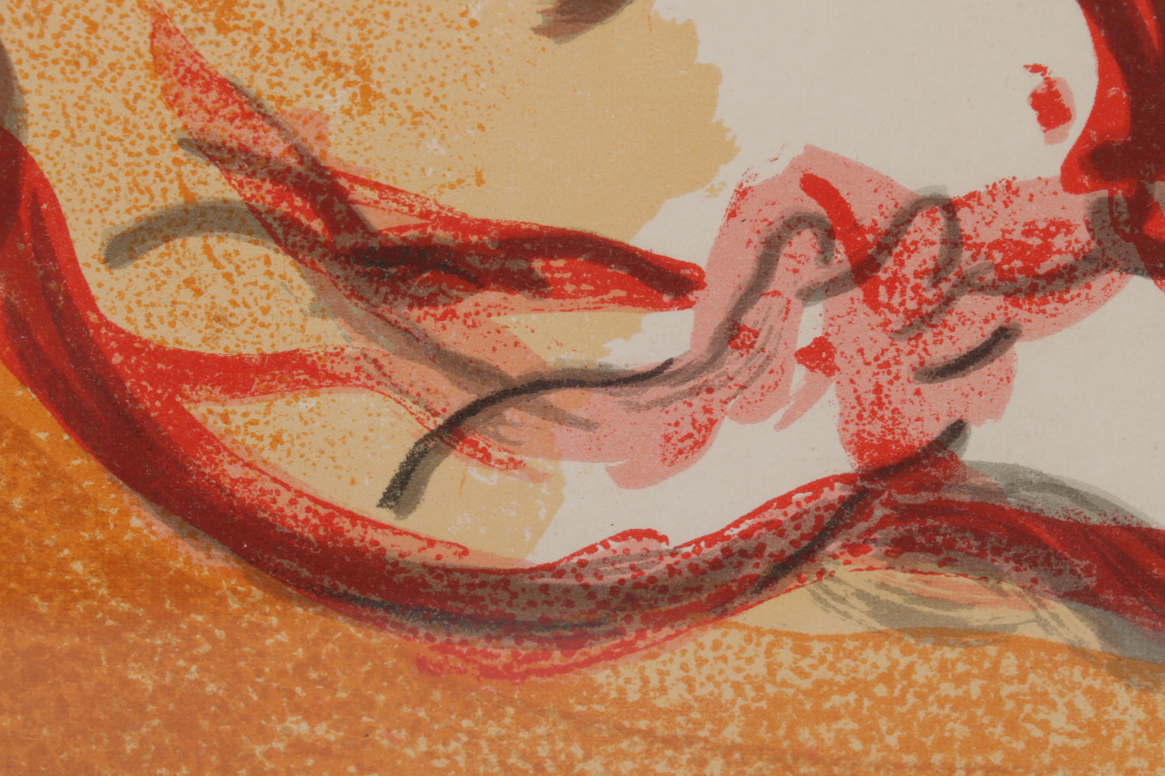 Marc Chagall Color Lithograph "Cain and Abel" From "Verve," 1960