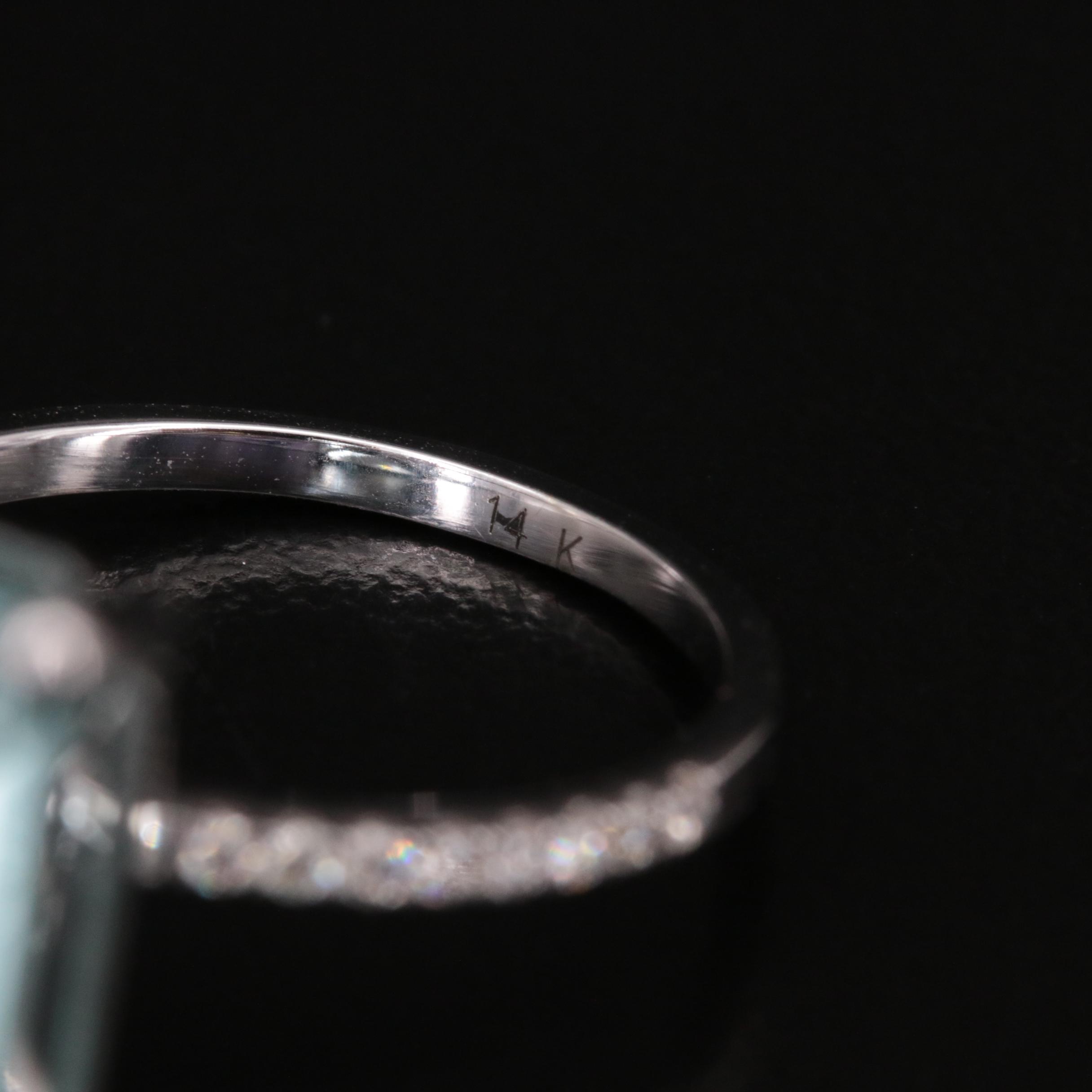 14K 21.49 CT Aquamarine and Diamond Ring