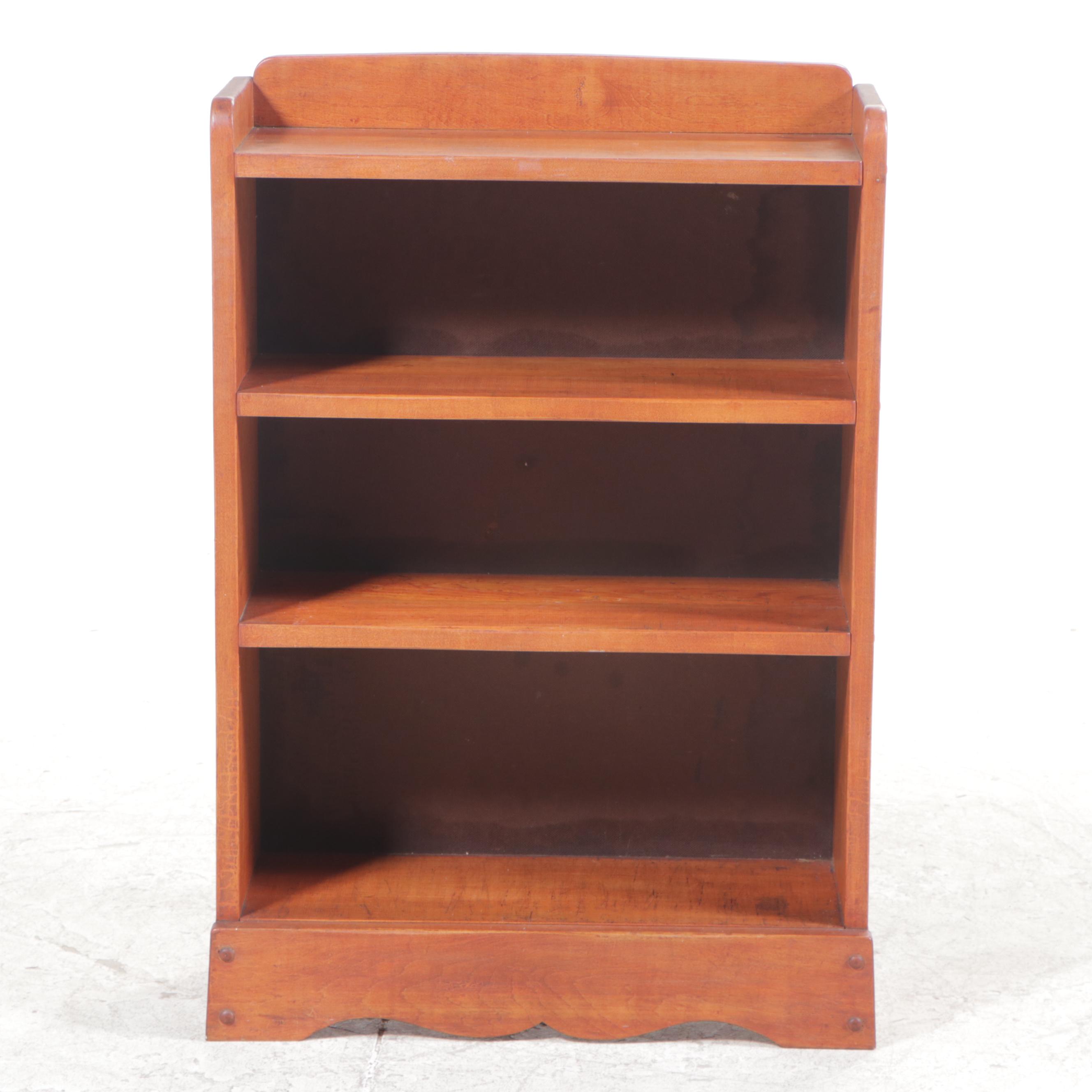 American Primitive Style Maple Four-Shelf Bookcase, Mid-20th Century