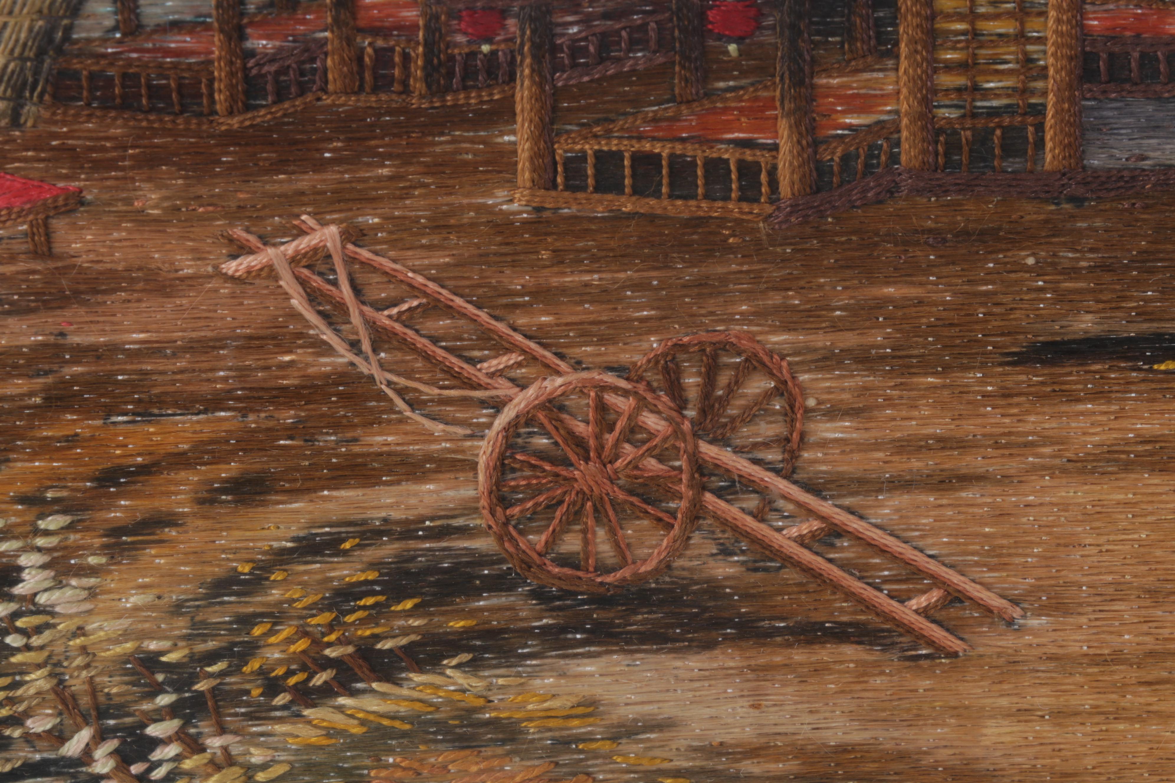 Japanese Hand-Embroidered Silk Mt. Fuji Landscape