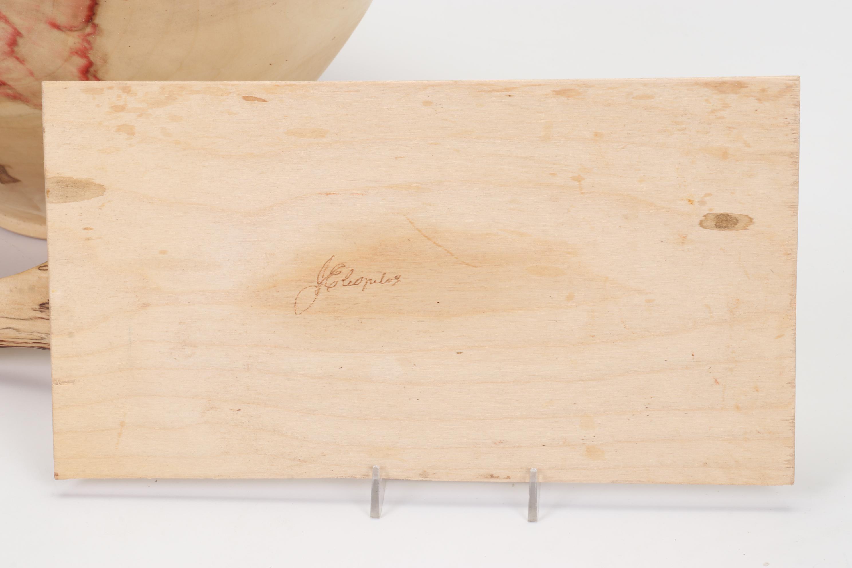 Jim Eliopulos Turned Box Elder Bowl, Carved Fish, and Hand-Painted Mallard Art