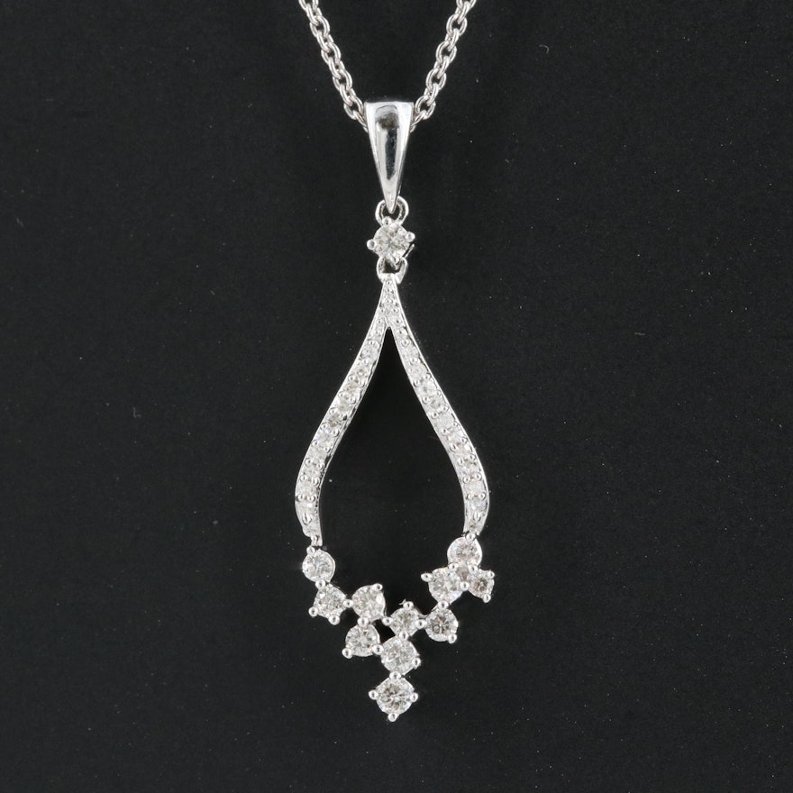 Sterling Diamond Pendant Necklace