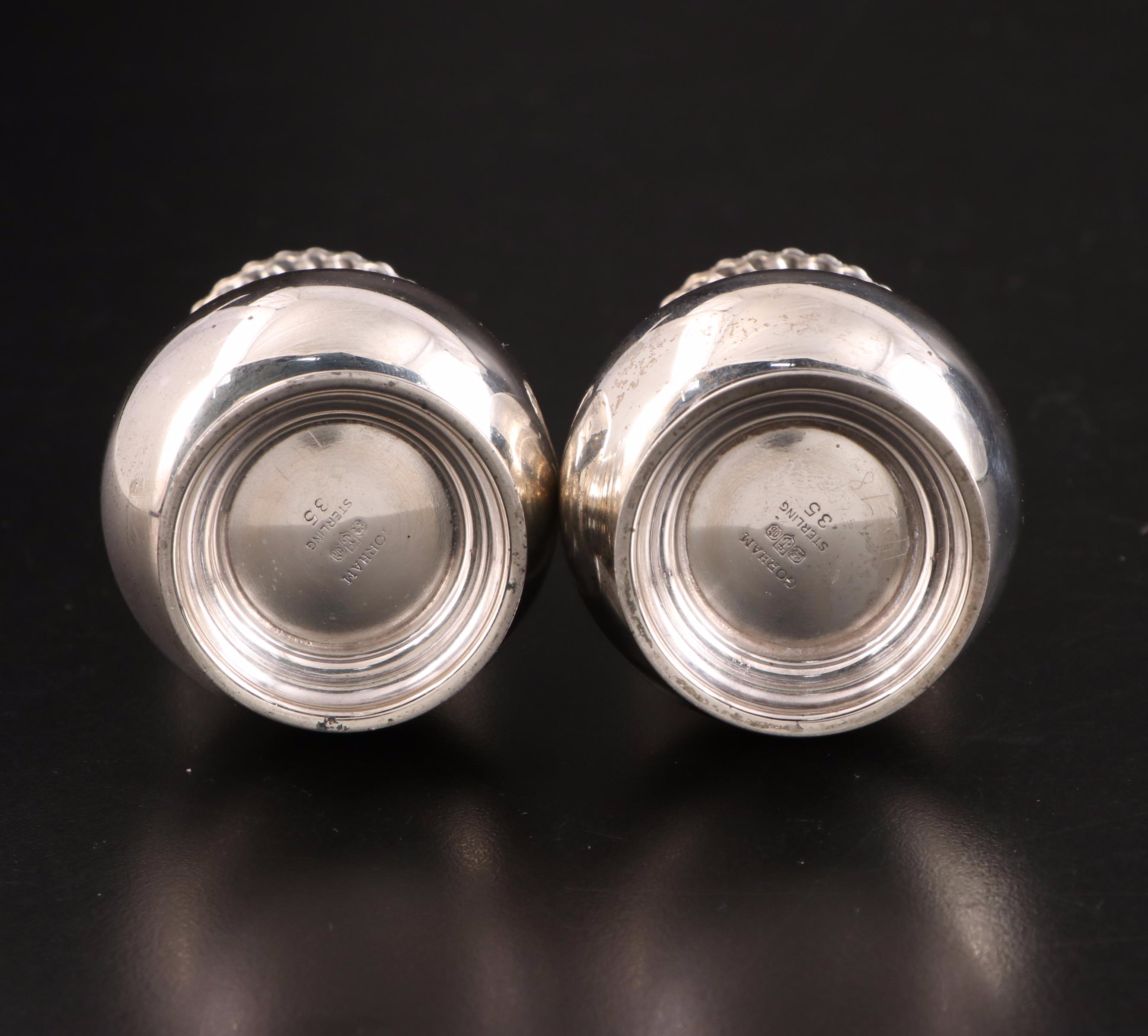 Gorham "English Gadroon" Sterling Silver Salt and Pepper Shakers