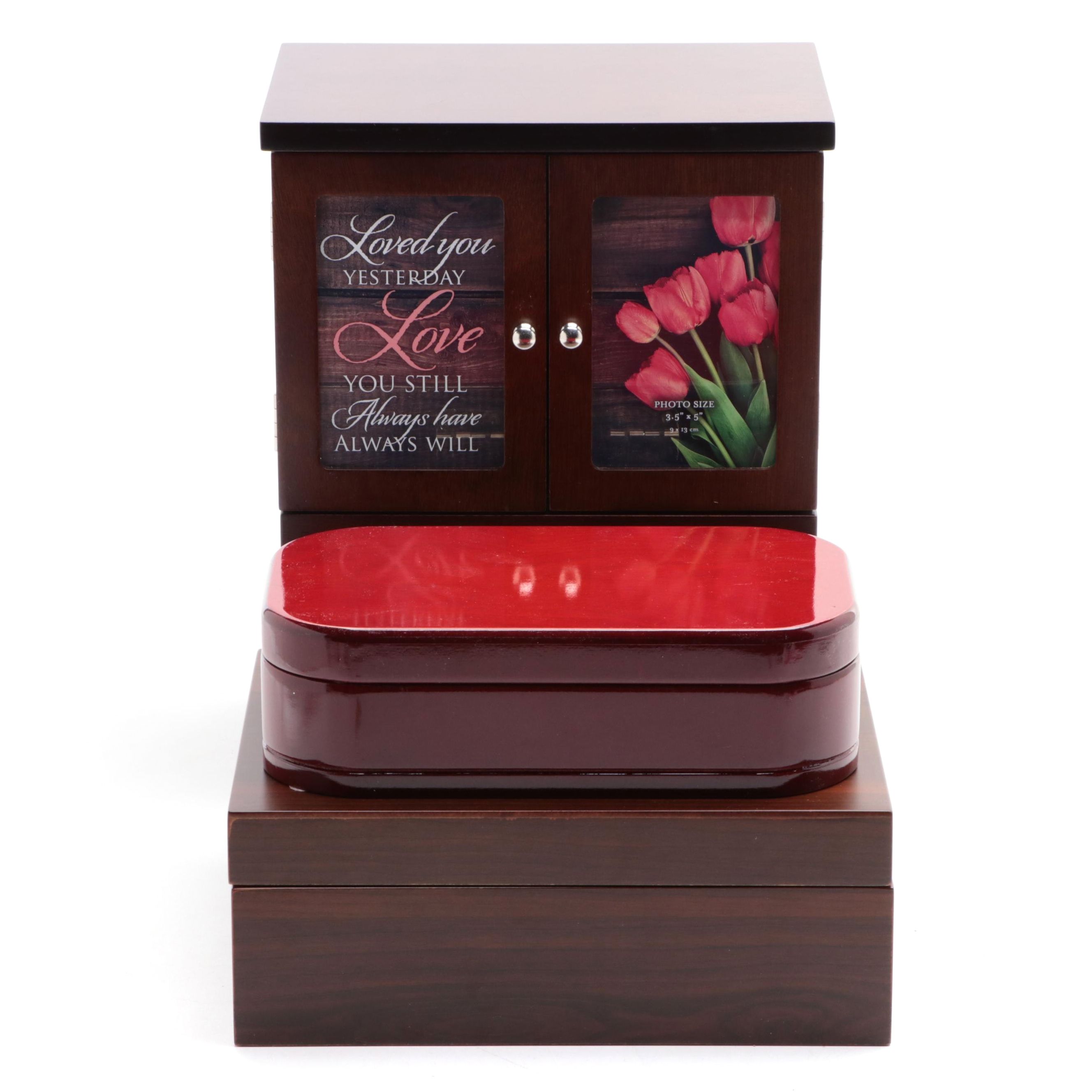 Mele & Co. with Other Walnut and Cherry Finish Jewelry Boxes