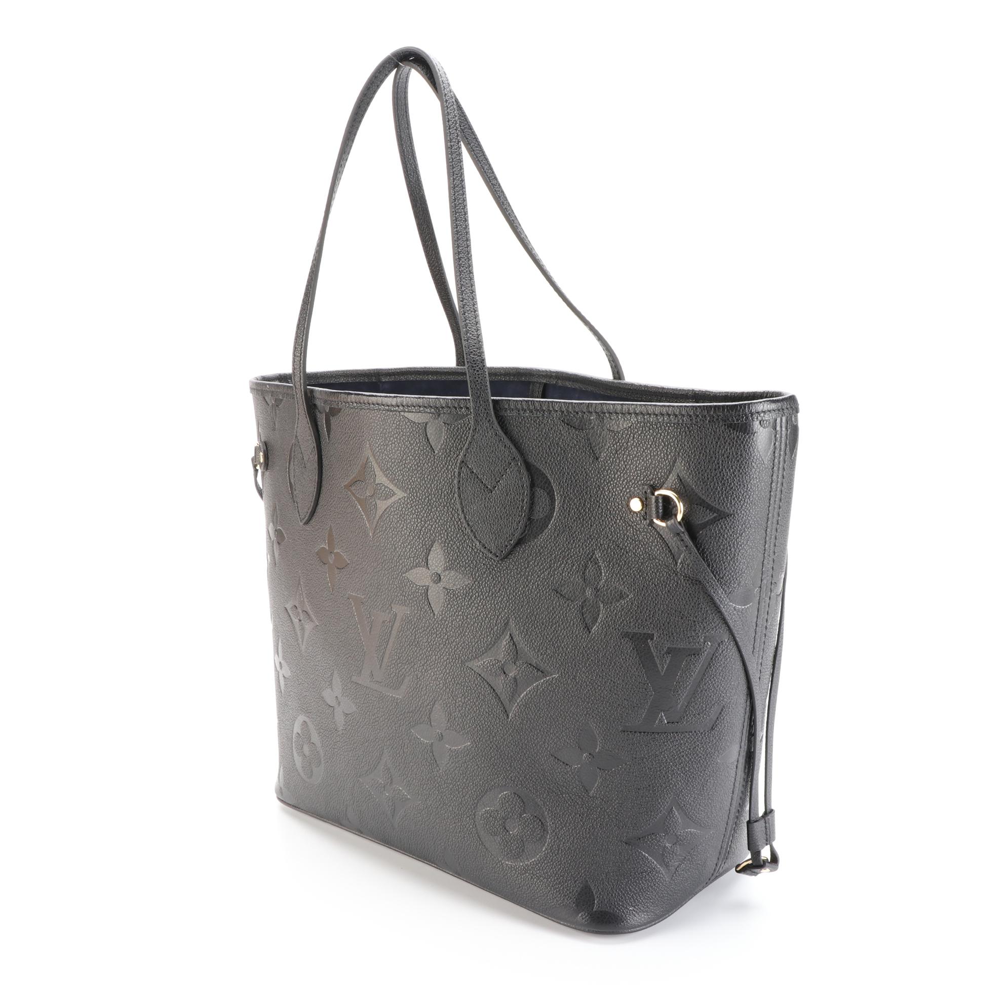 Louis Vuitton Neverfull MM Tote in Black Monogram Empreinte Giant w/Pouch & Box