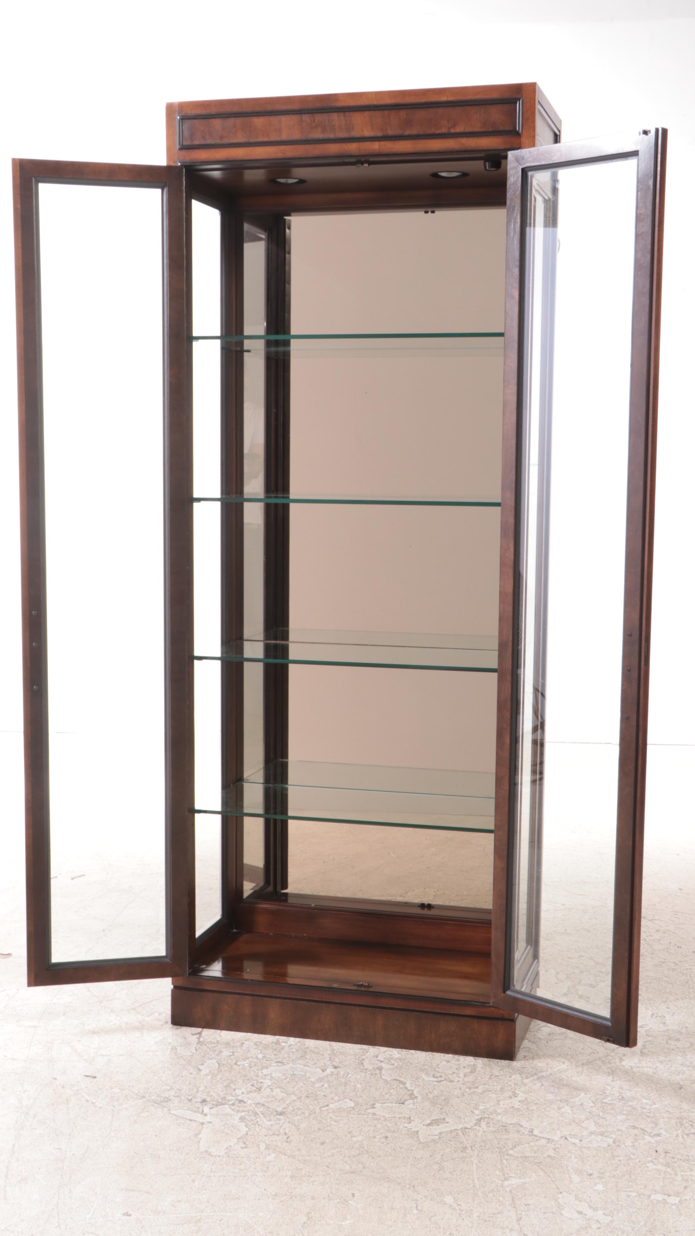 Drexel Heritage Modernist Walnut Display Cabinet, Mid to Late 20th Century