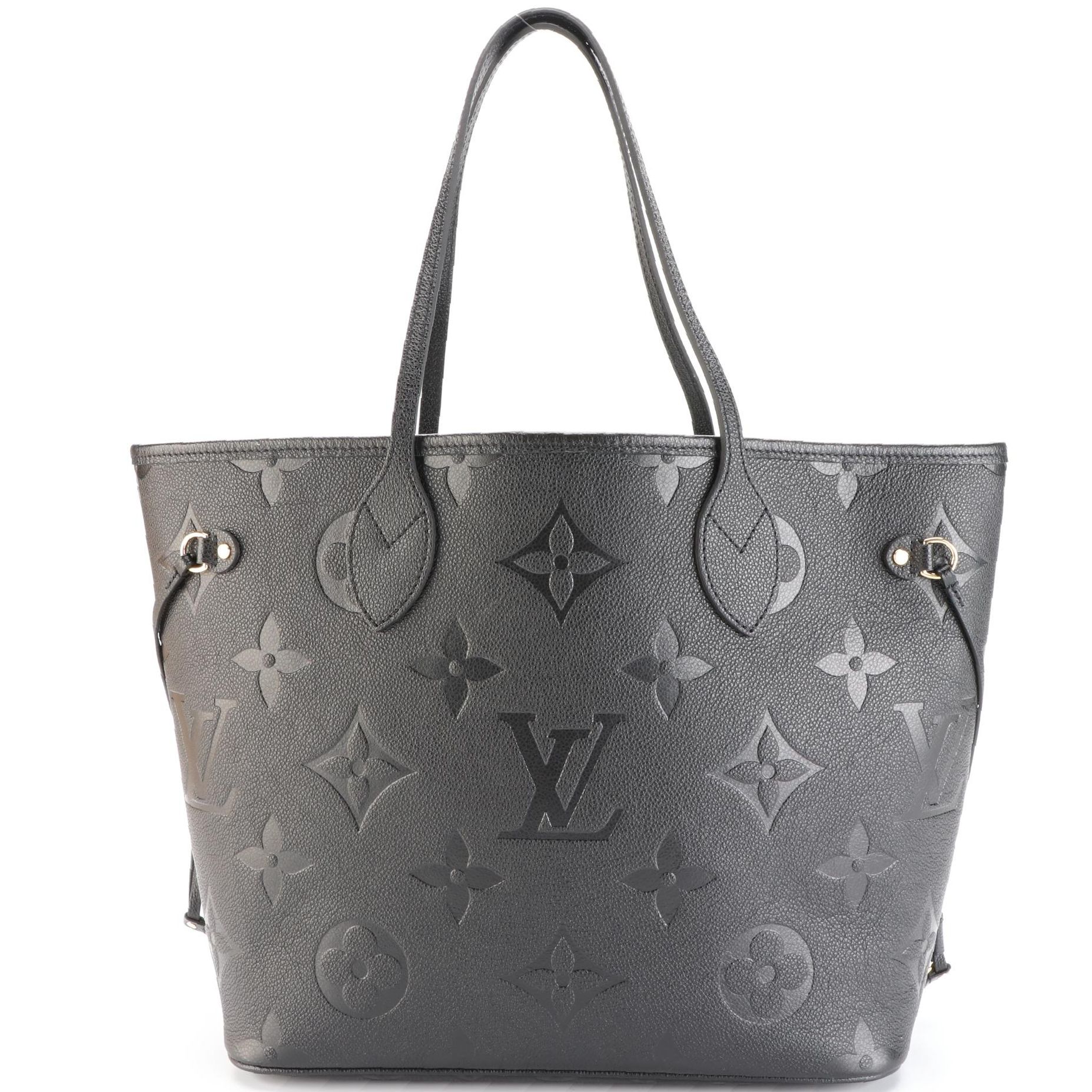 Louis Vuitton Neverfull MM Tote in Black Monogram Empreinte Giant w/Pouch & Box