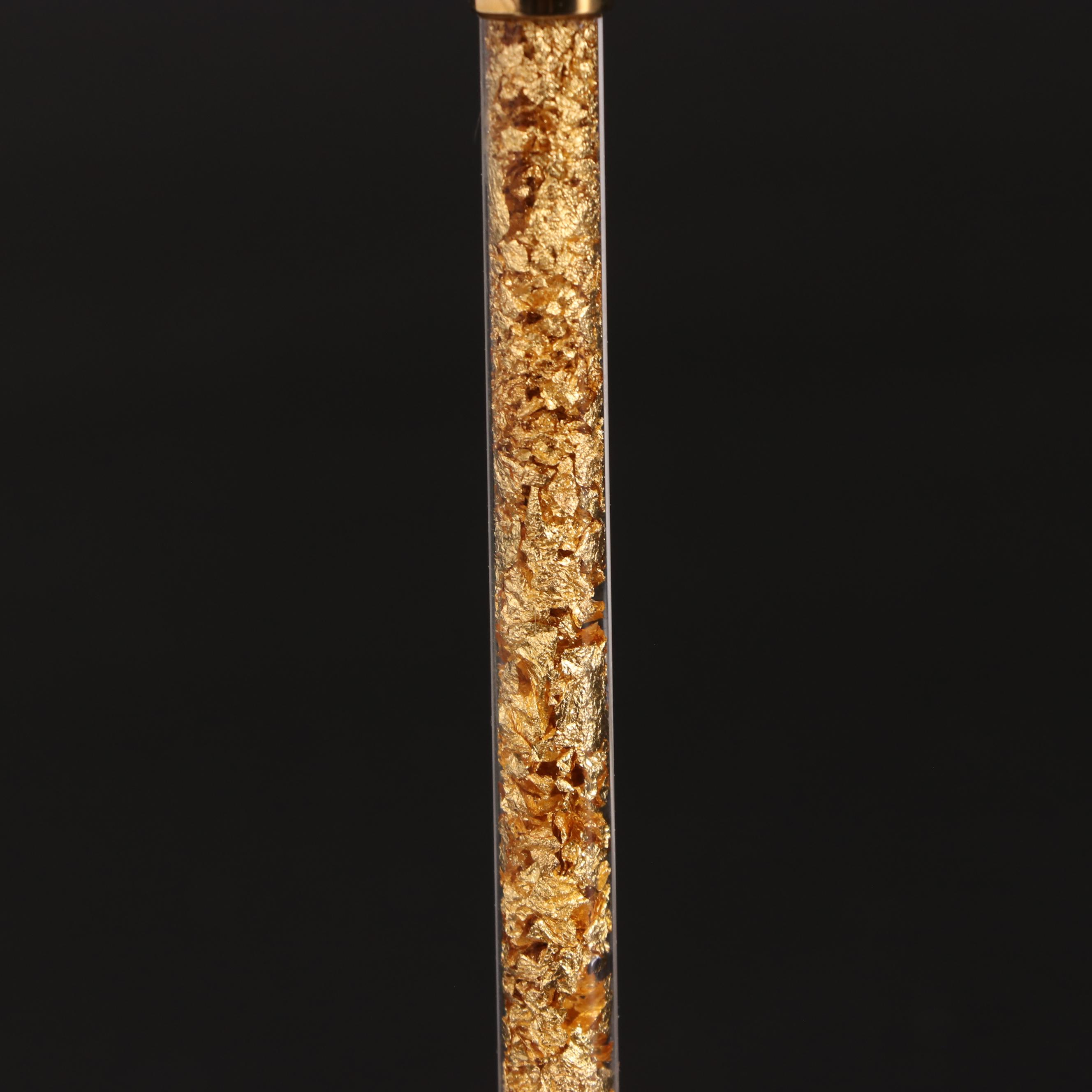 Glass Champagne Flutes with 24K Gold Flake Filled Stems