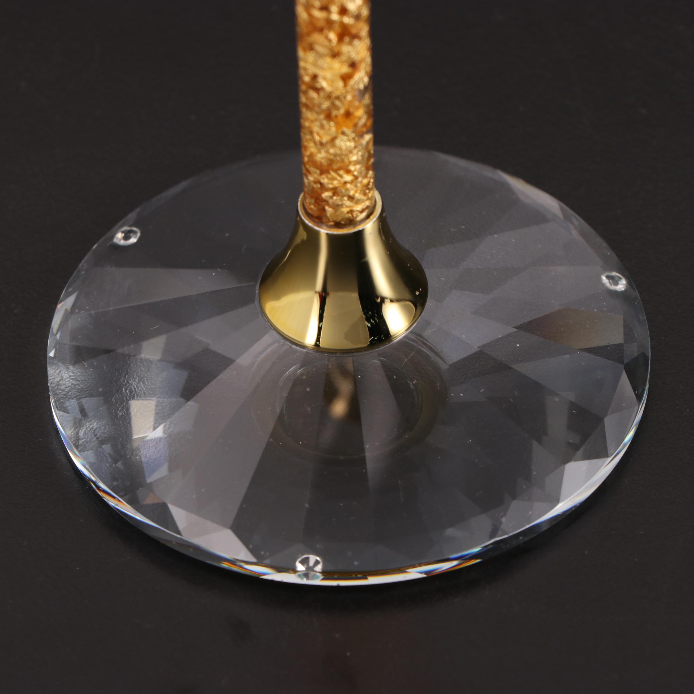 Glass Champagne Flutes with 24K Gold Flake Filled Stems