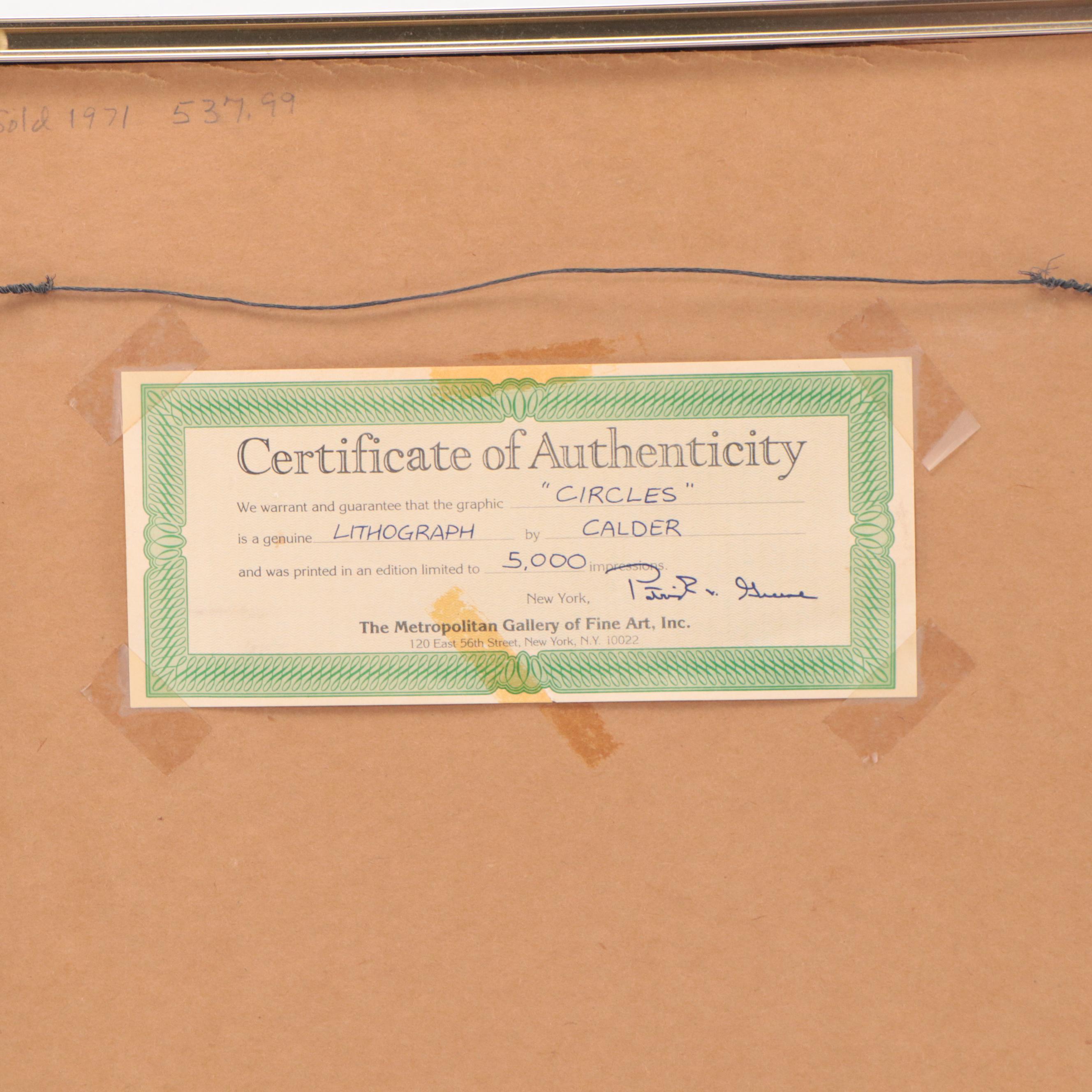 Alexander Calder Abstract Lithograph "Balloons"