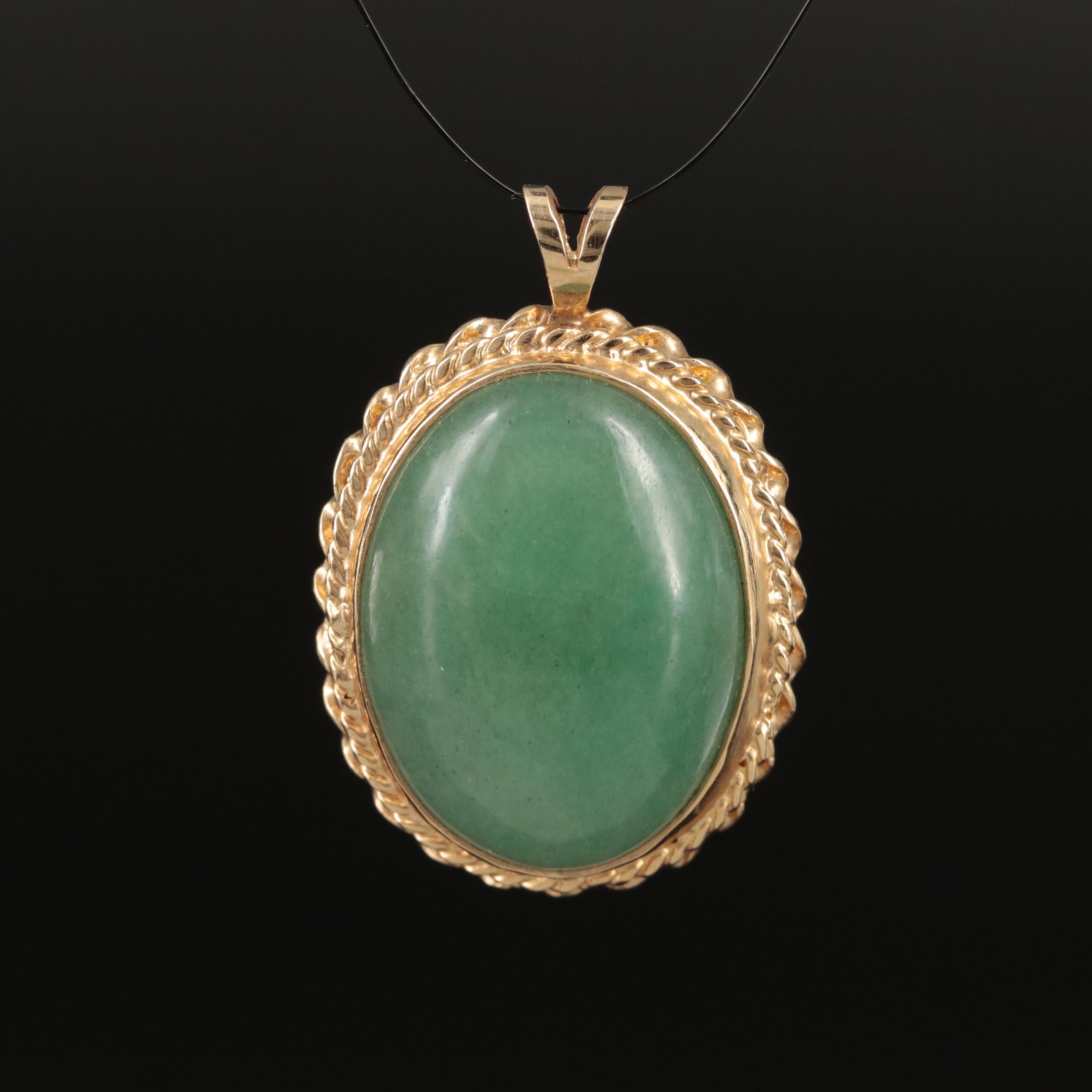 14K Aventurine Oval Pendant