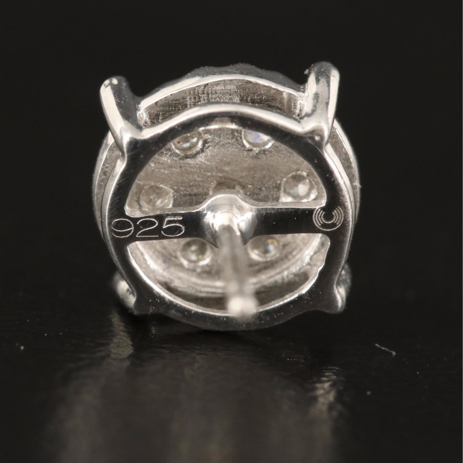 Sterling Diamond Cluster Earrings