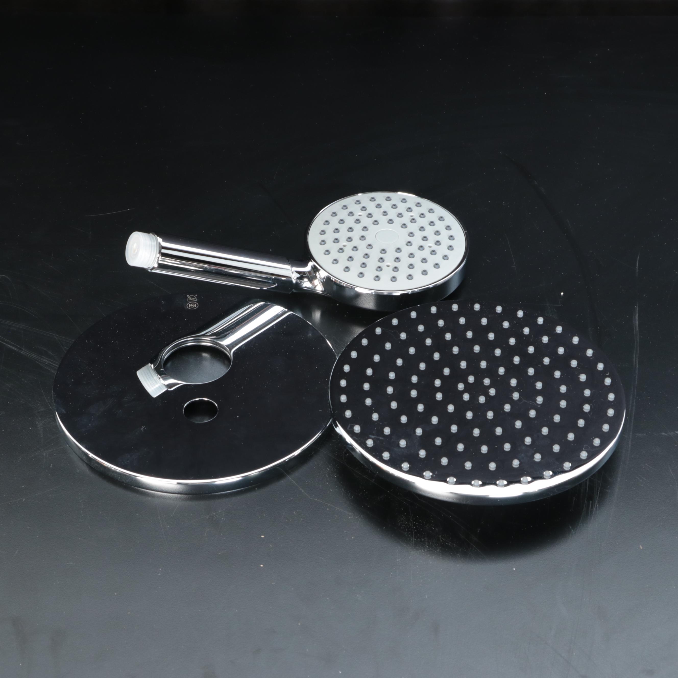 Shower System with Rainfall Showerhead, Hand Shower and Linear Shower Drain