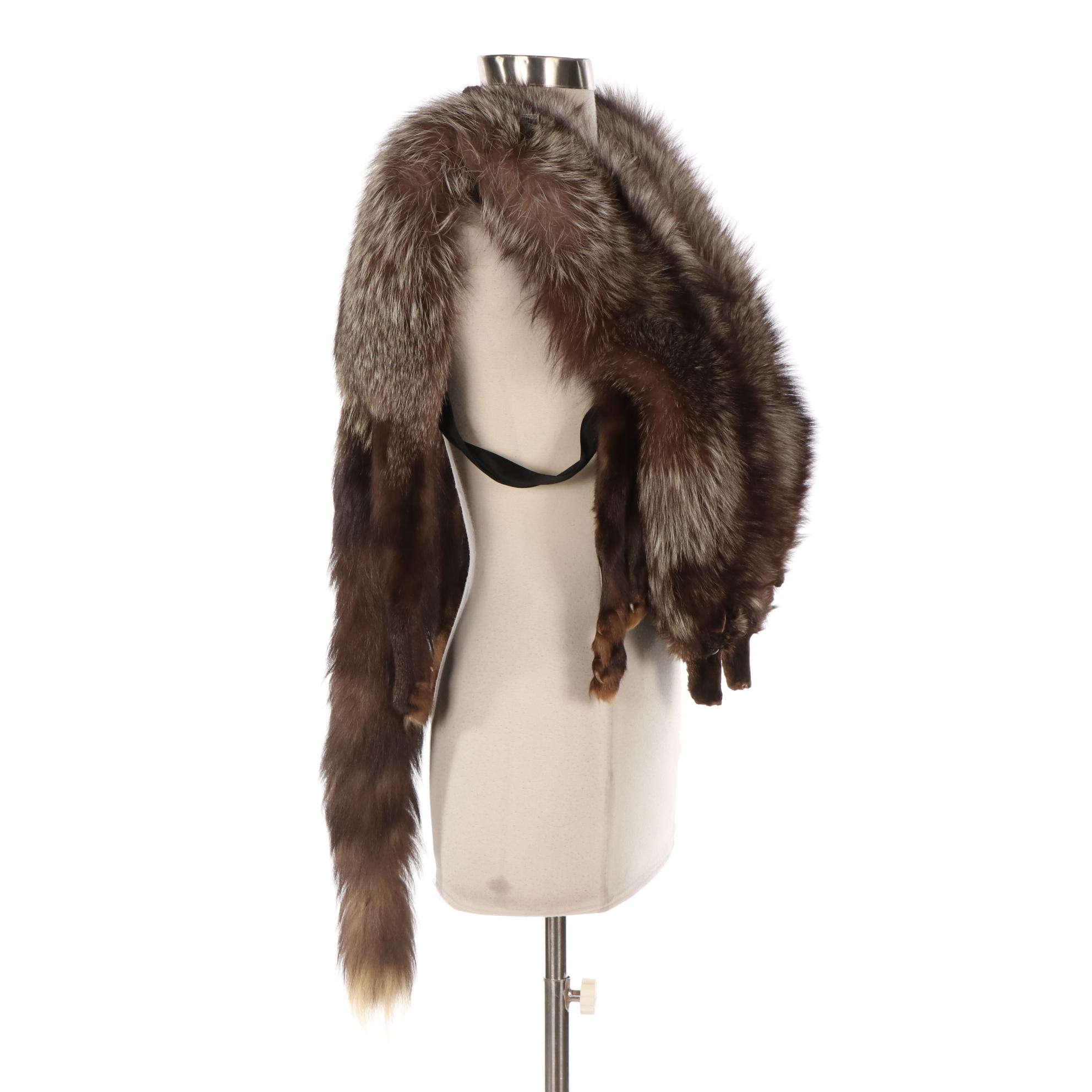 Full Double-Pelt Silver Fox Fur Stole