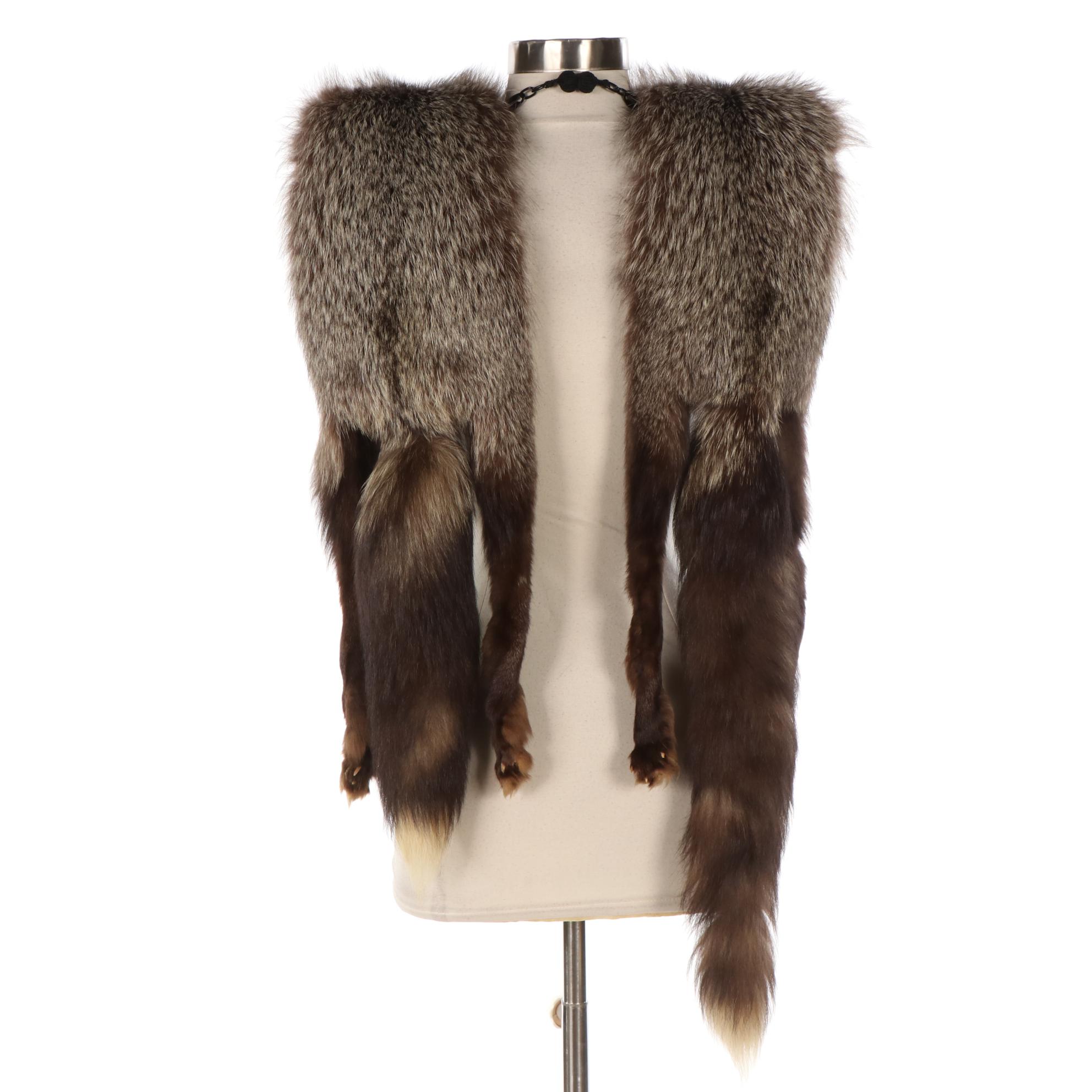 Full Double-Pelt Silver Fox Fur Stole