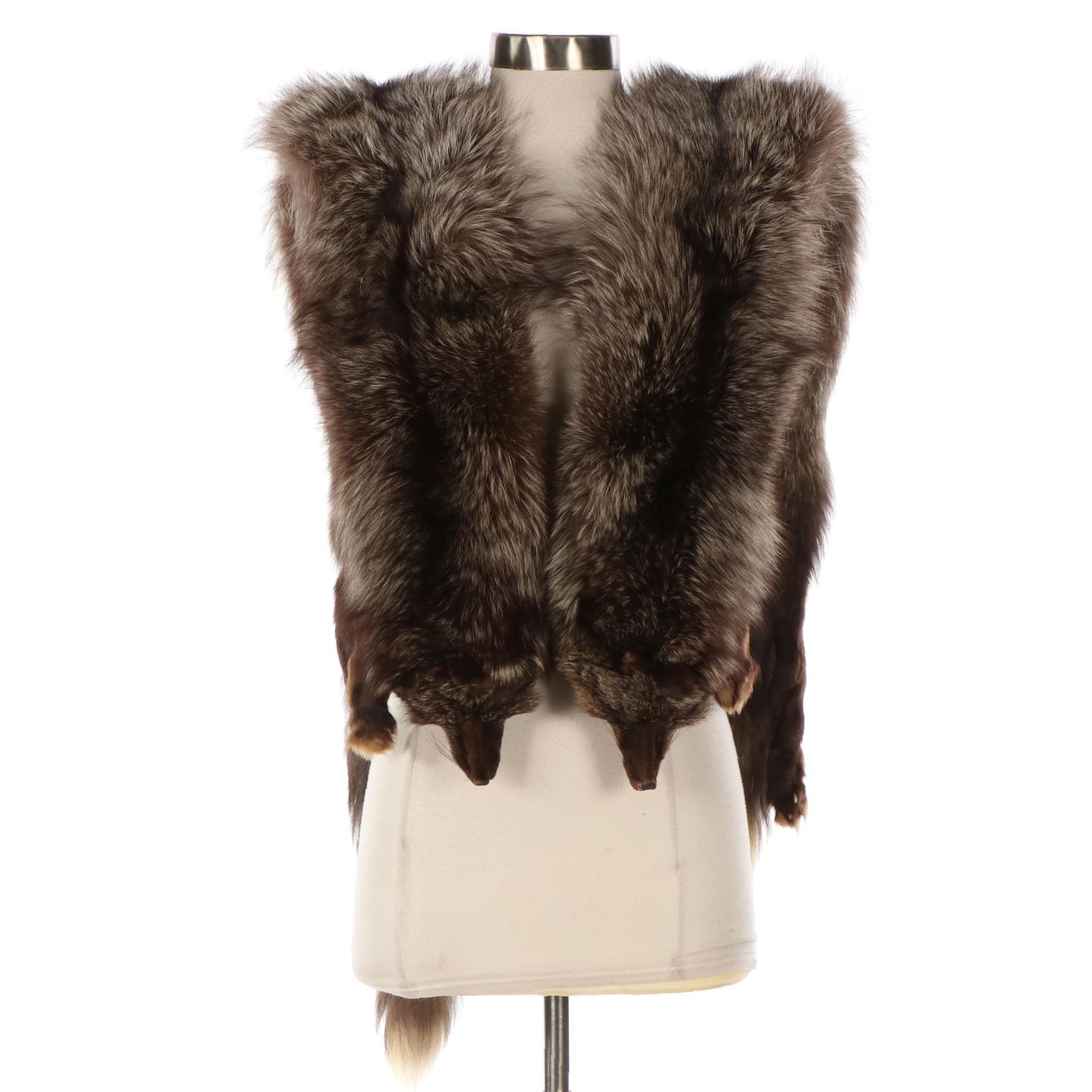 Full Double-Pelt Silver Fox Fur Stole