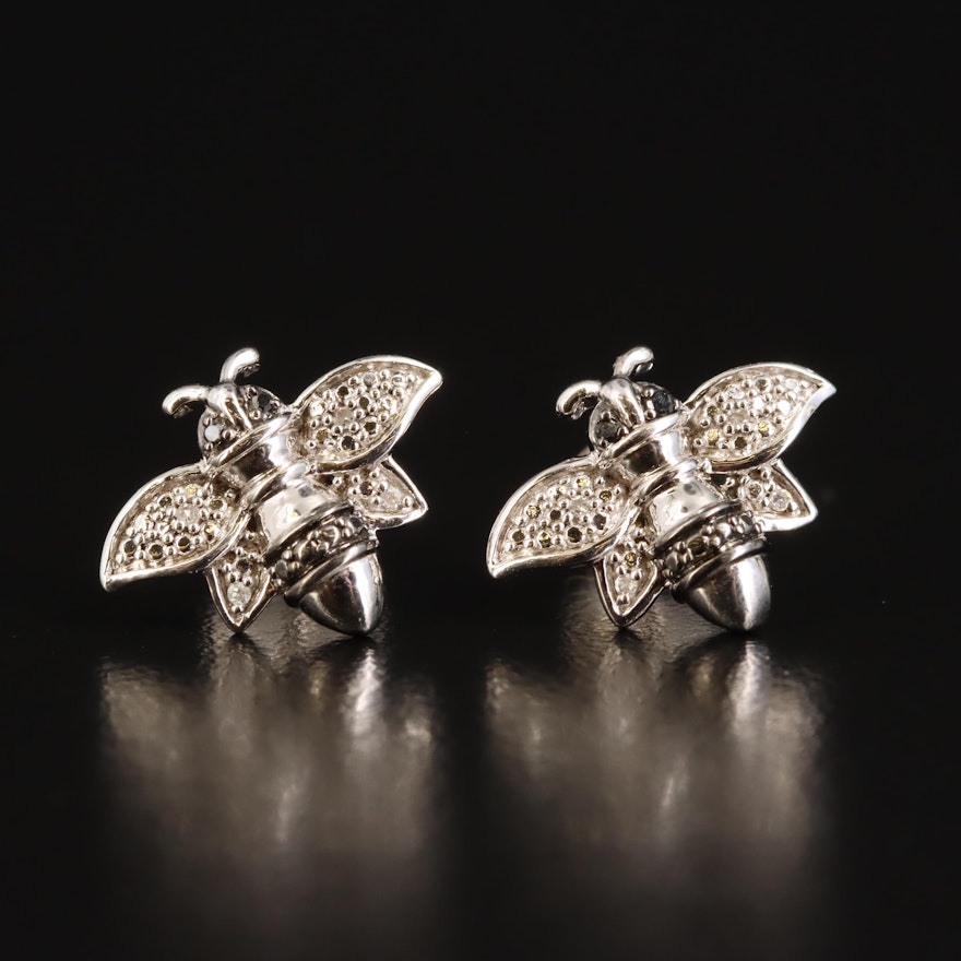 Sterling Diamond Insect Earrings