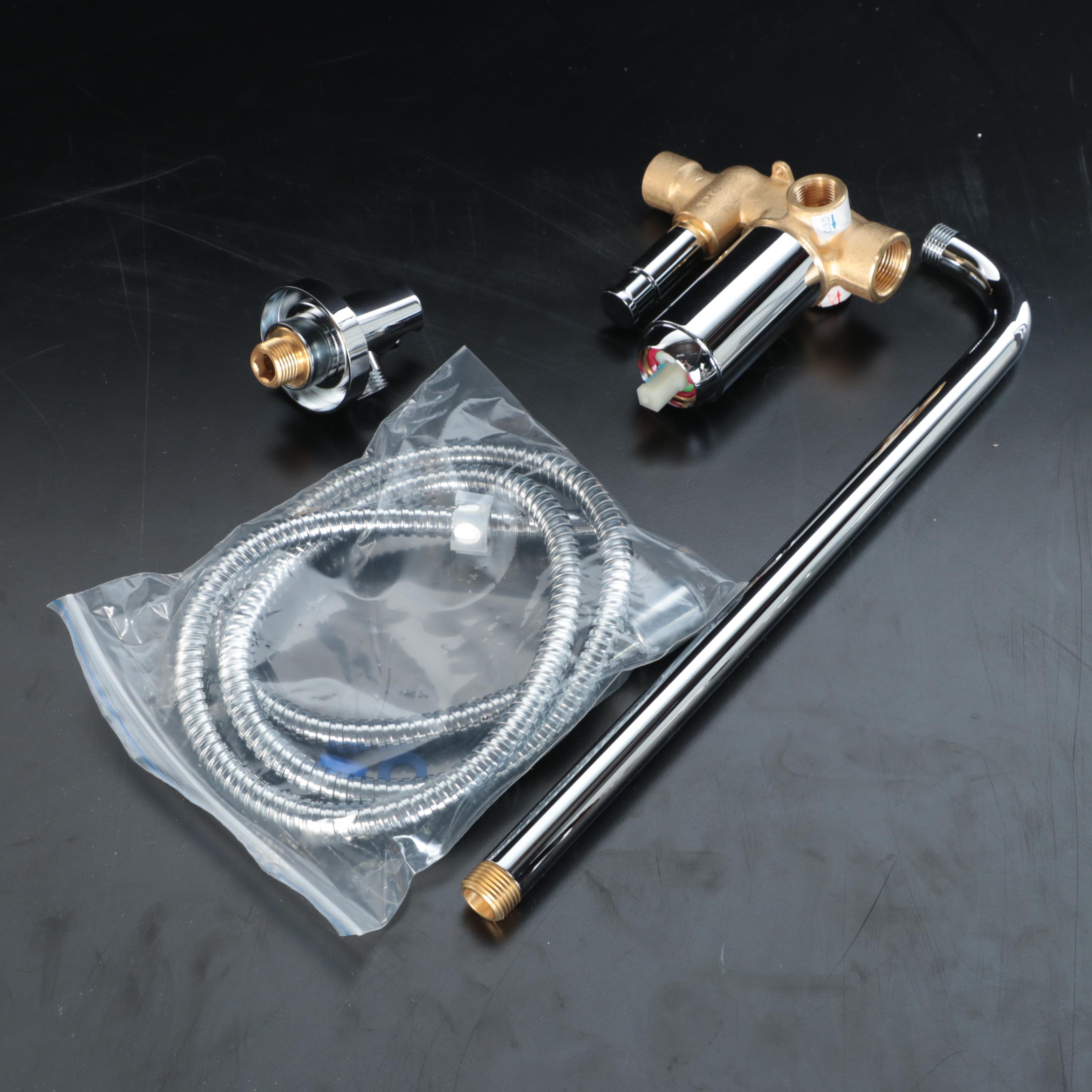 Shower System with Rainfall Showerhead, Hand Shower and Linear Shower Drain