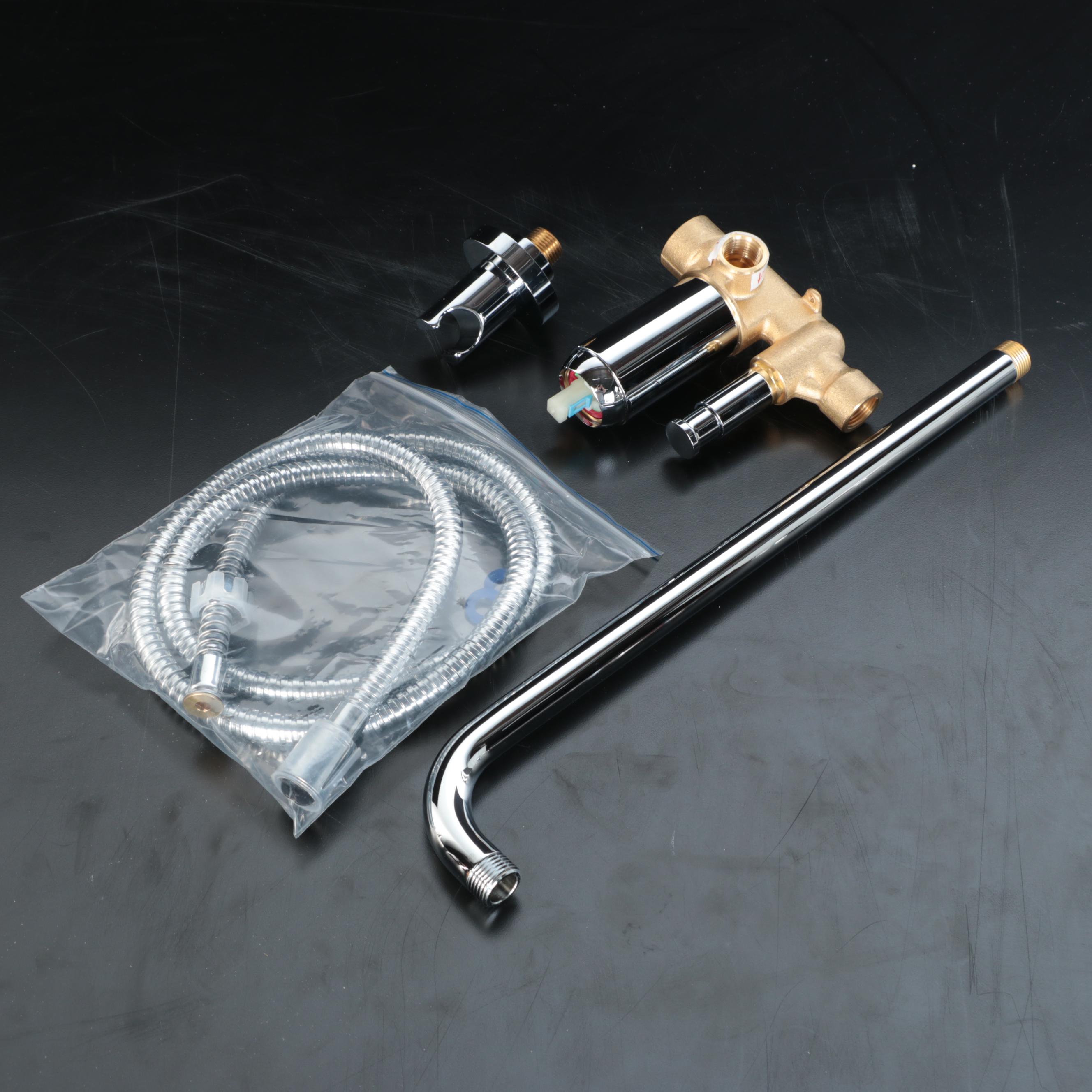 Shower System with Rainfall Showerhead, Hand Shower and Linear Shower Drain