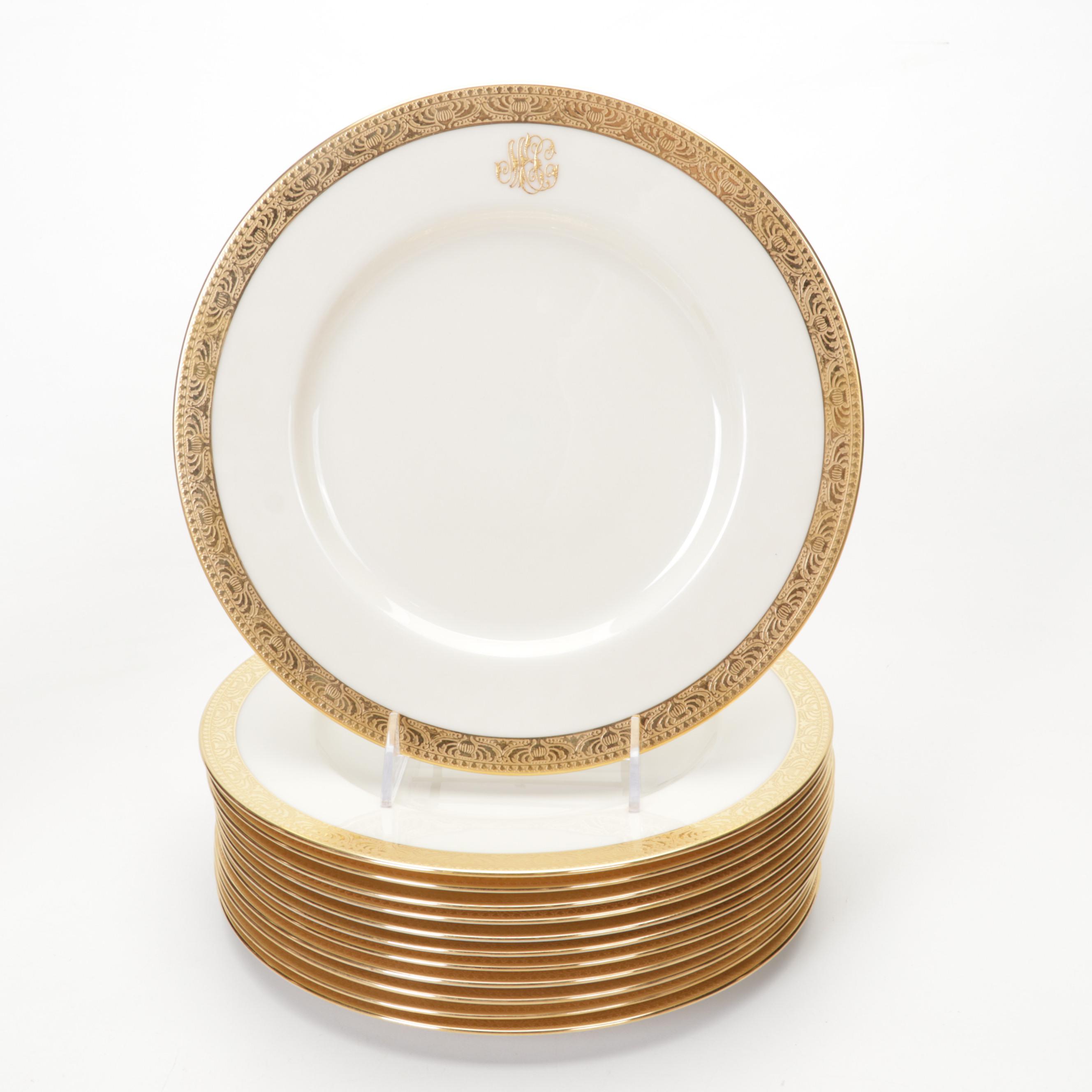 Lenox "Nydia" and Other Gilt Edged Monogrammed Dinnerware