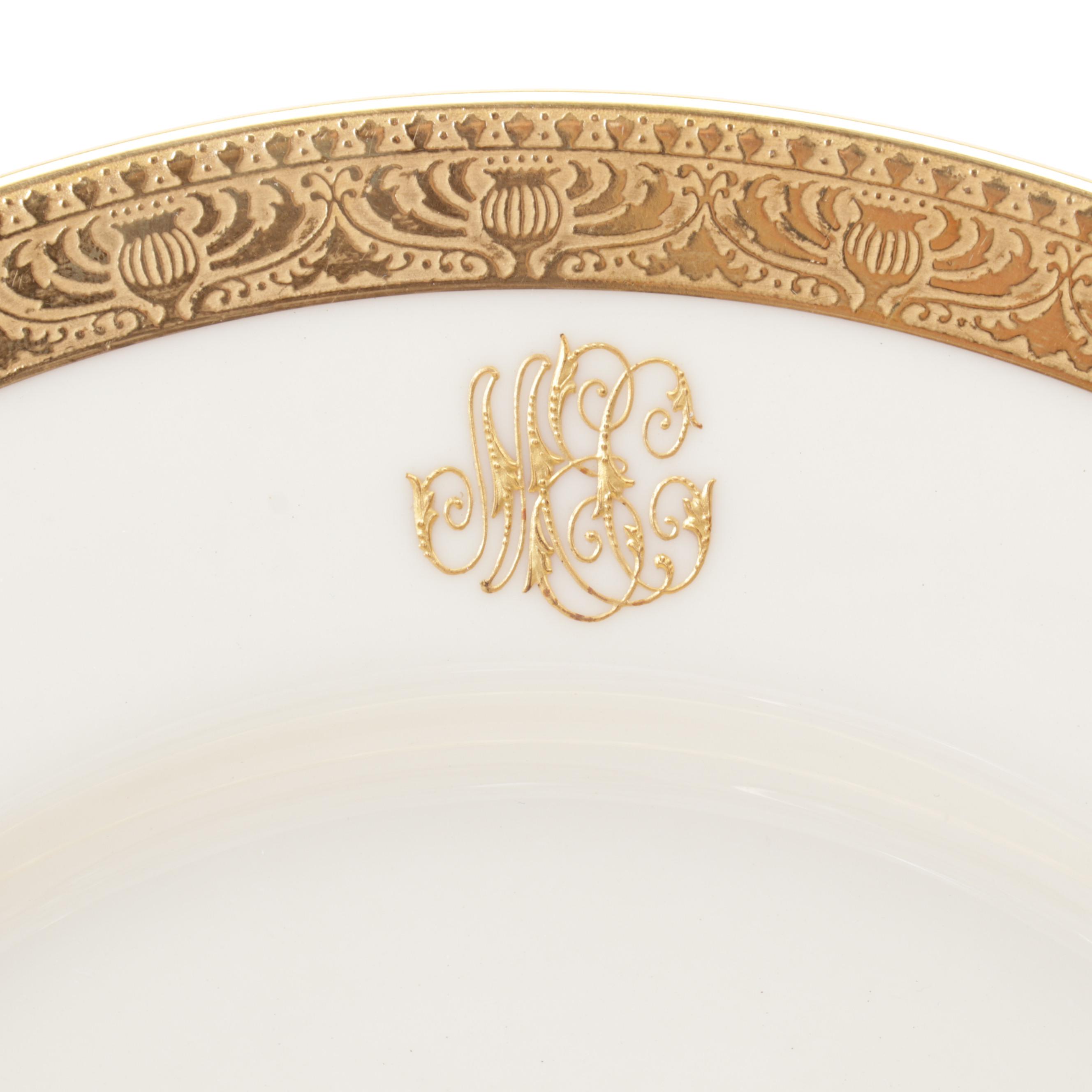 Lenox "Nydia" and Other Gilt Edged Monogrammed Dinnerware