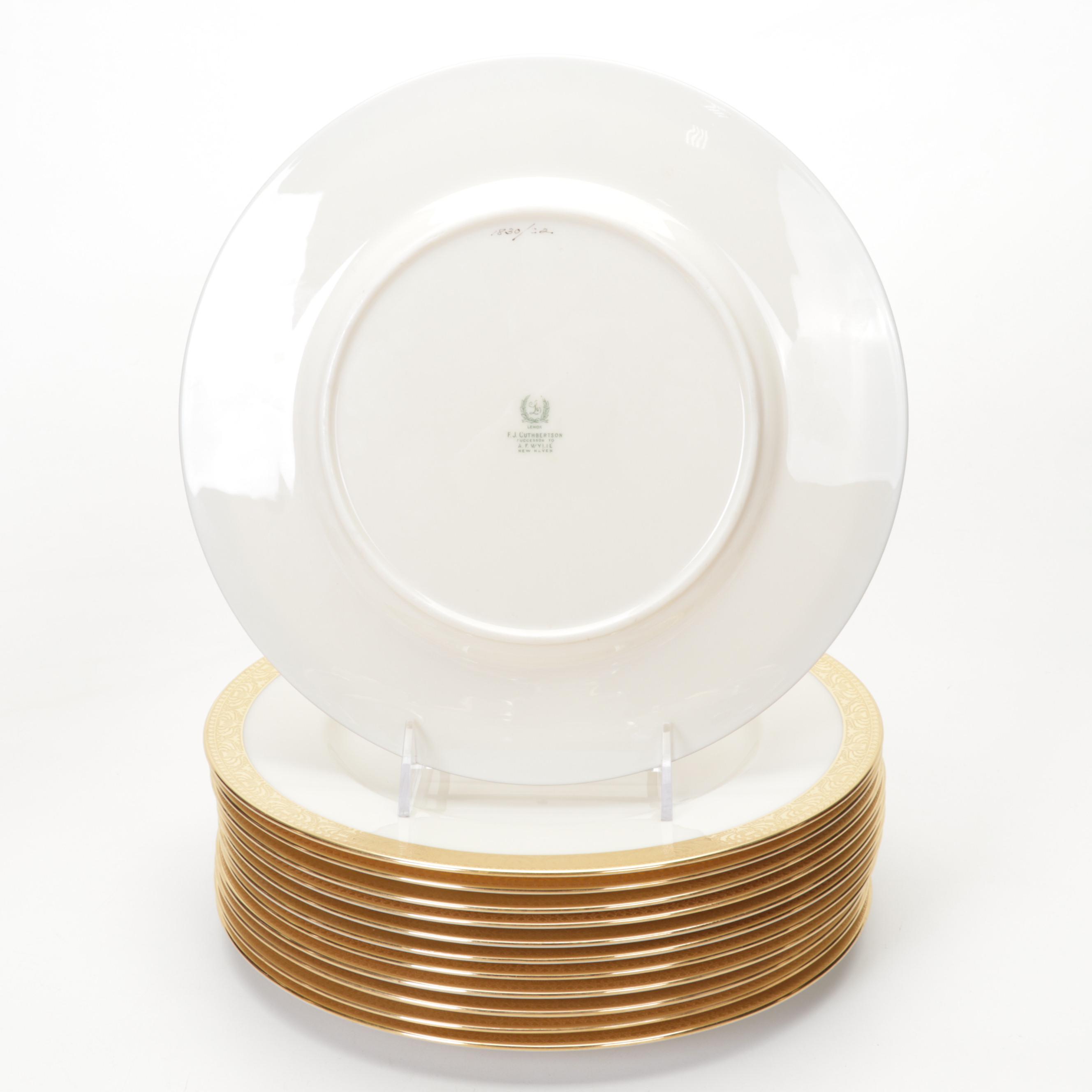 Lenox "Nydia" and Other Gilt Edged Monogrammed Dinnerware