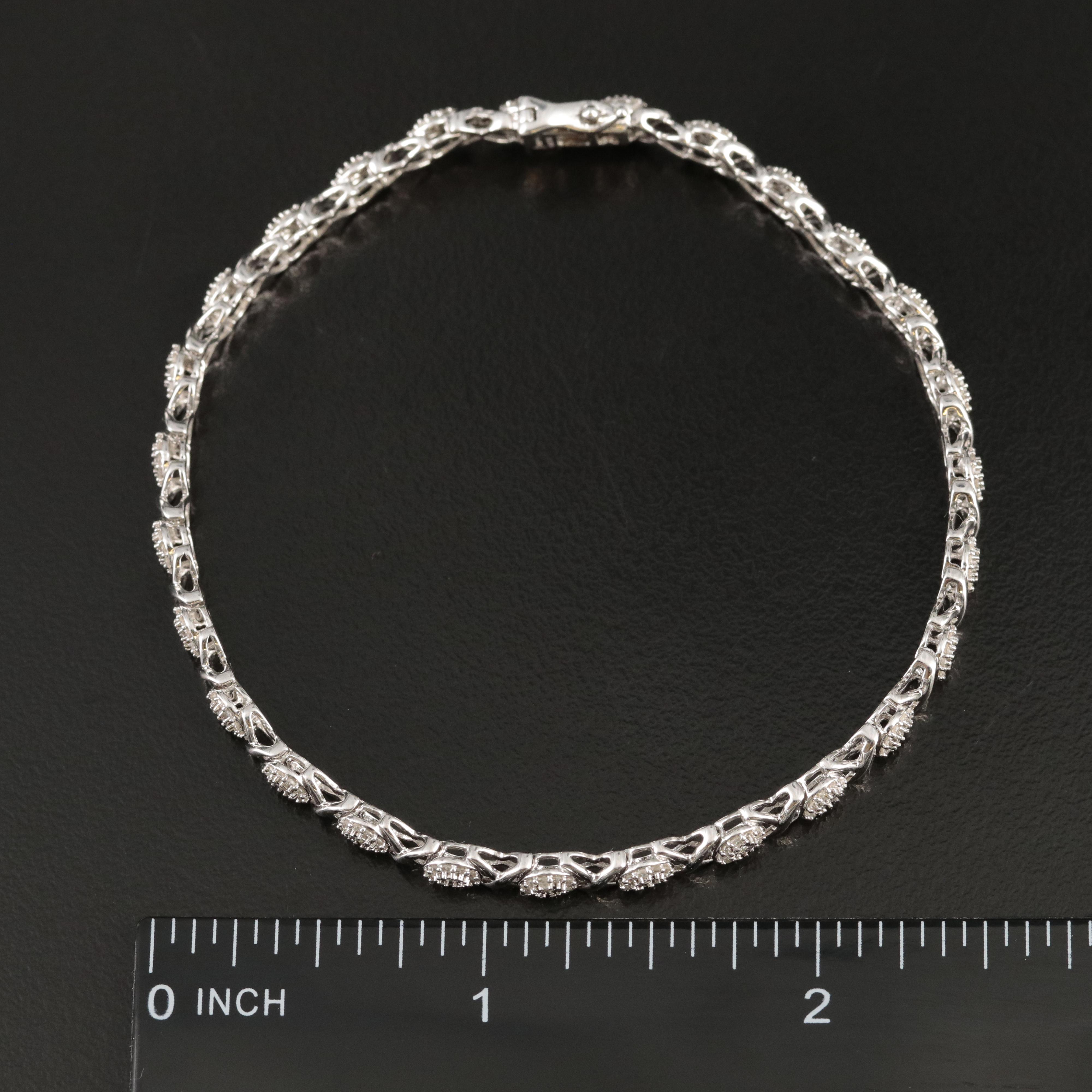 Sterling Diamond "X and O" Bracelet