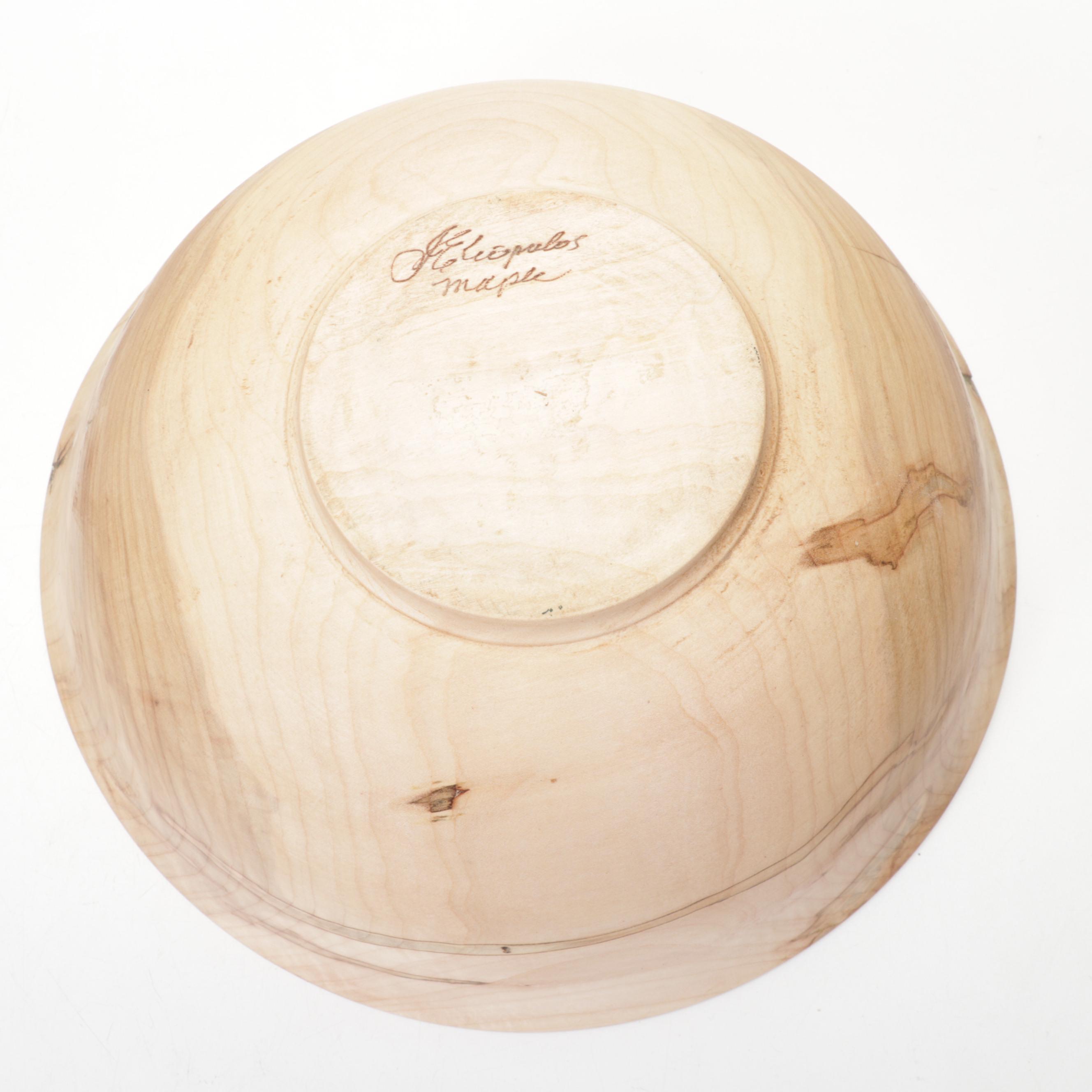 Jim Eliopulos Turned Maple Bowl, Box Elder Vase and Bird Sculpture