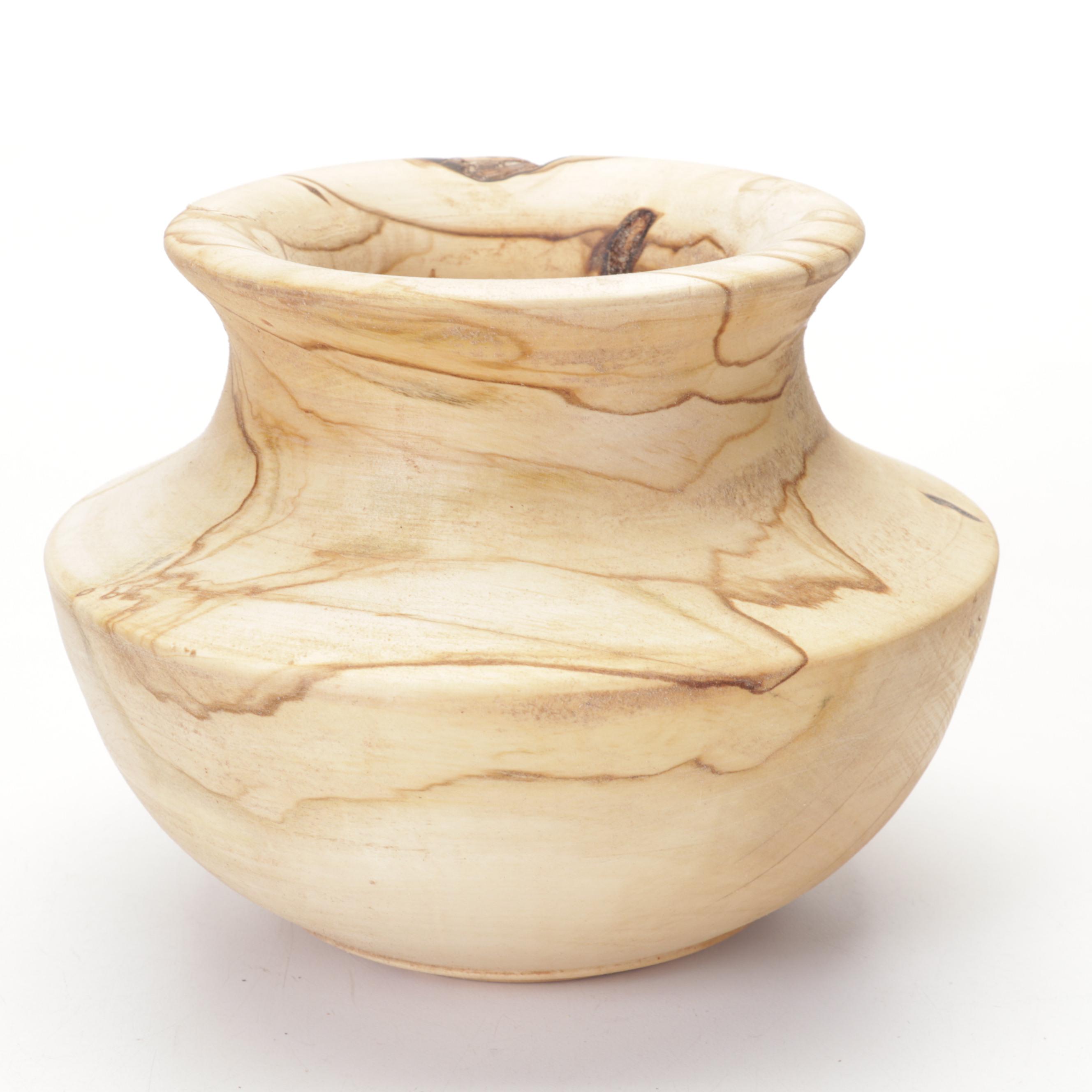 Jim Eliopulos Turned Maple Bowl, Box Elder Vase and Bird Sculpture