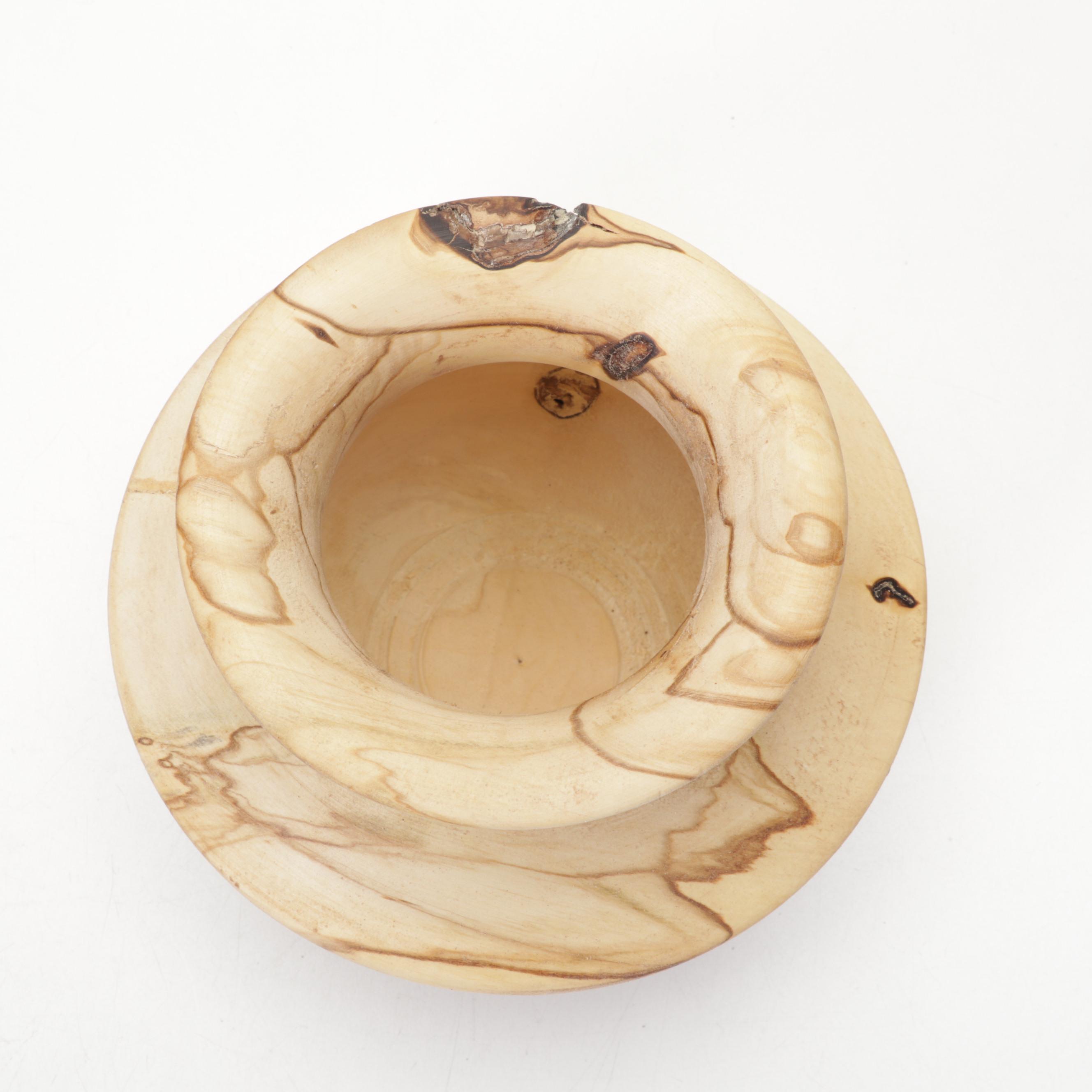 Jim Eliopulos Turned Maple Bowl, Box Elder Vase and Bird Sculpture