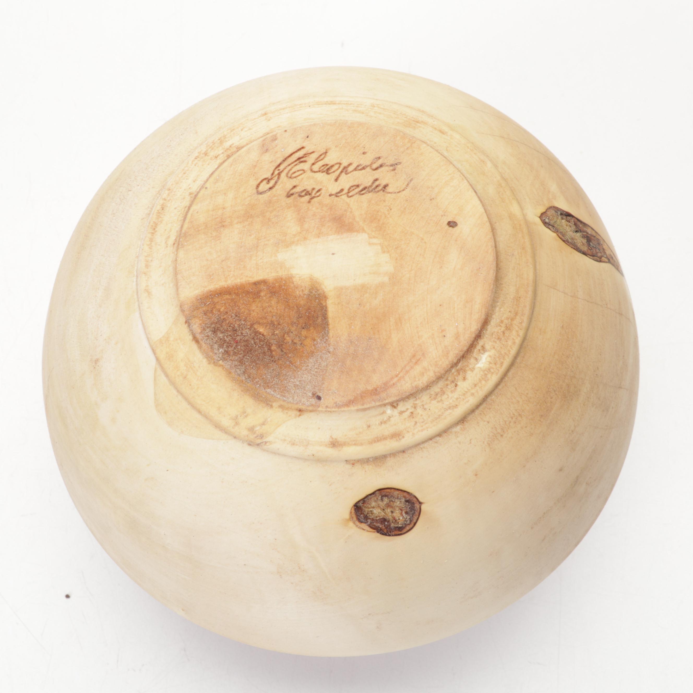 Jim Eliopulos Turned Maple Bowl, Box Elder Vase and Bird Sculpture